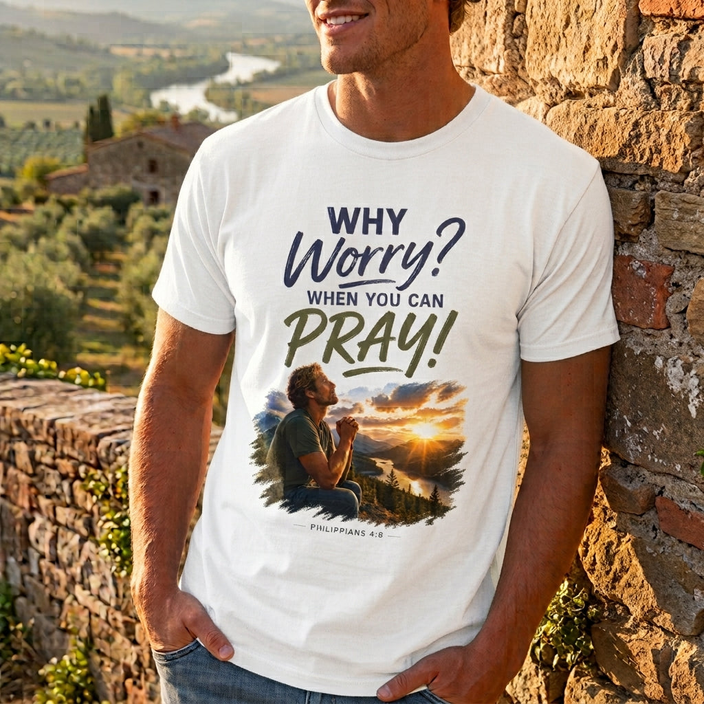 Why Worry - Pray - Men's Tee — Blonde Men's Christian Inspirational Tee