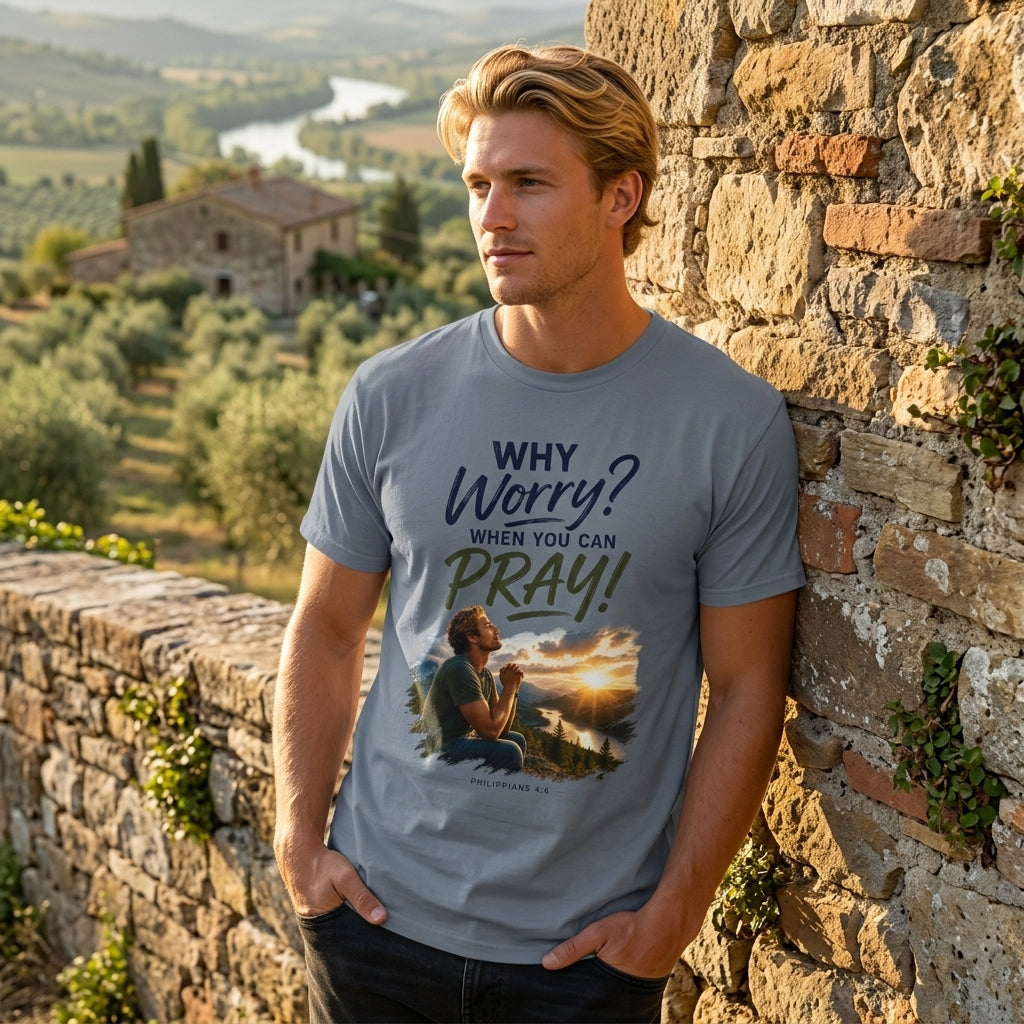 Why Worry - Pray - Men's Tee — Blonde Men's Christian Inspirational Tee