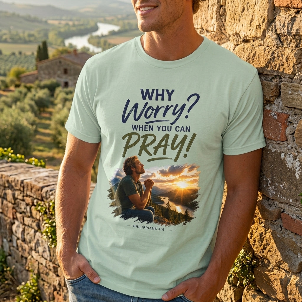 Why Worry - Pray - Men's Tee — Blonde Man