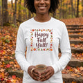 Adult - Happy Fall Y'all - Autumn Leaves Pumpkin Long Sleeve Tee