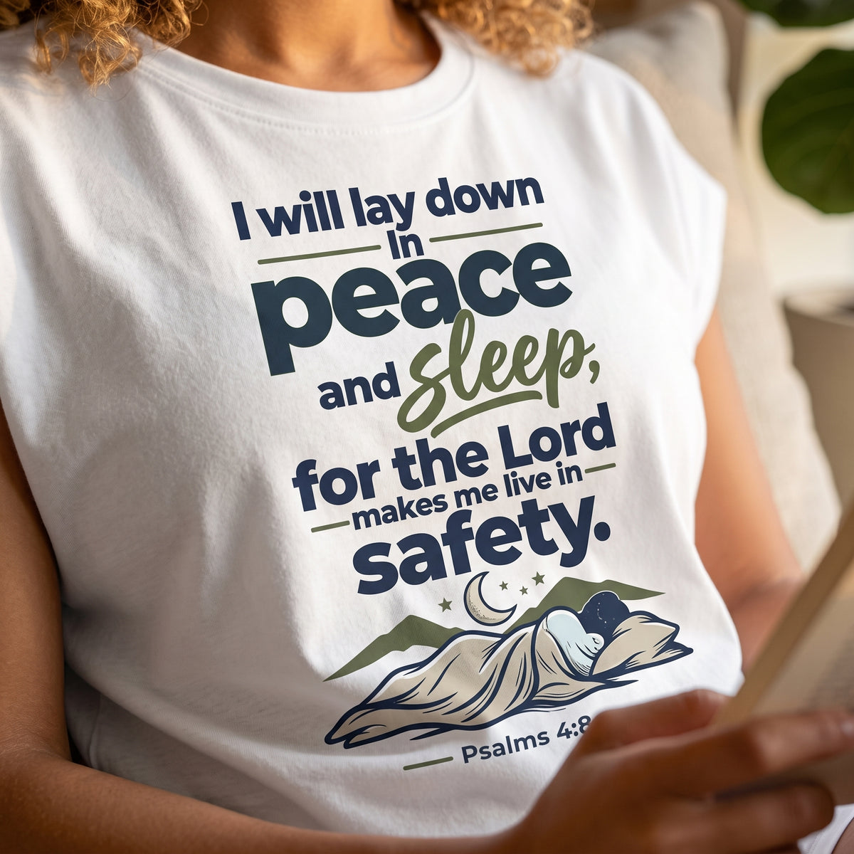 Women’s Pajama Set — “I Will Lay Down in Peace and Sleep” Bible Verse Sleepwear
