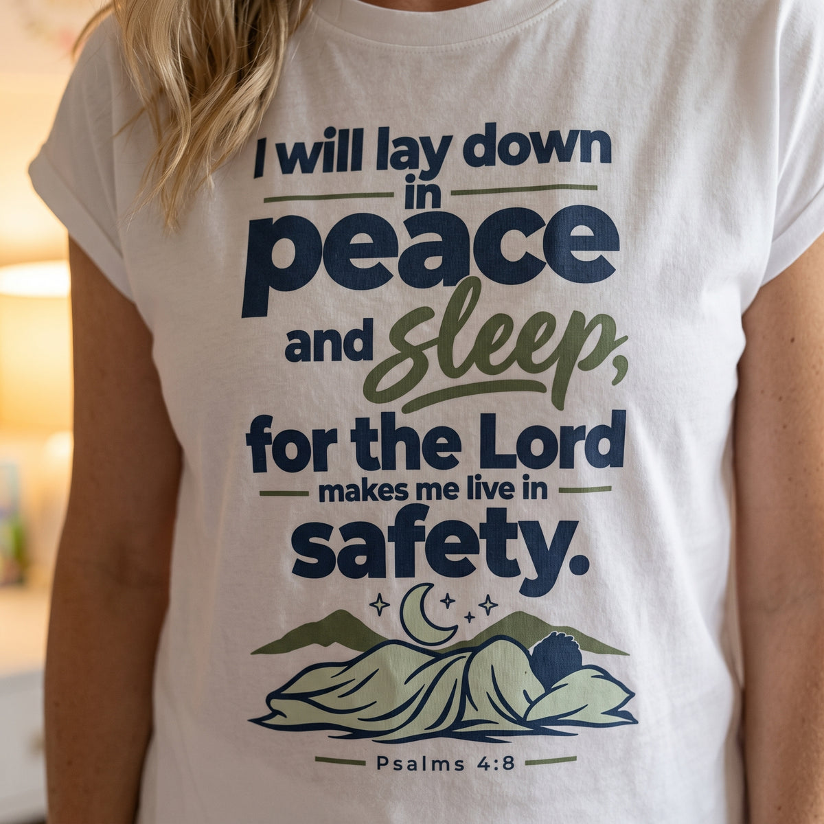 Women’s Pajama Set — “I Will Lay Down in Peace and Sleep” Bible Verse Sleepwear