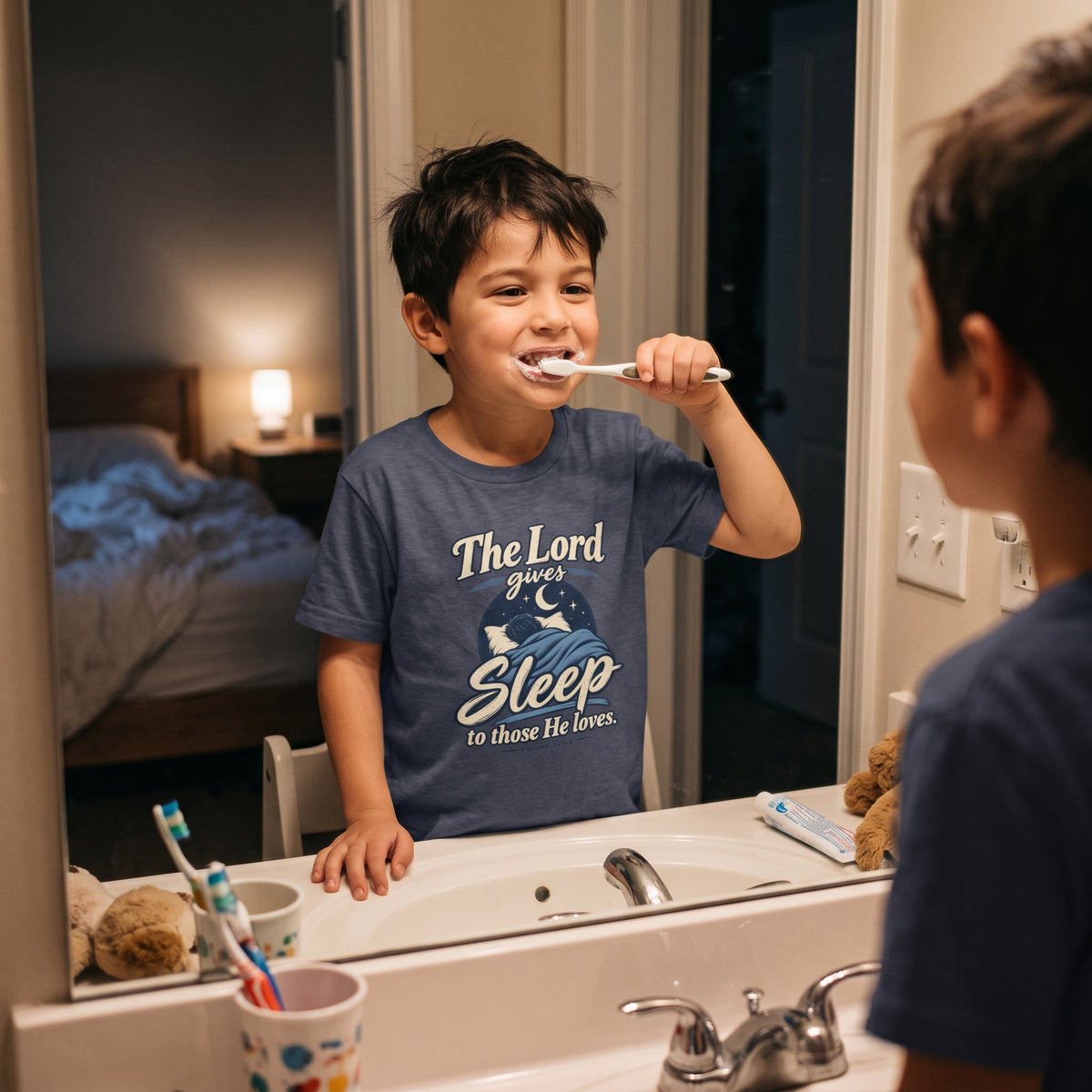 Kids — “The Lord Gives Sleep to Those He Loves” Christian Sleepwear Tee