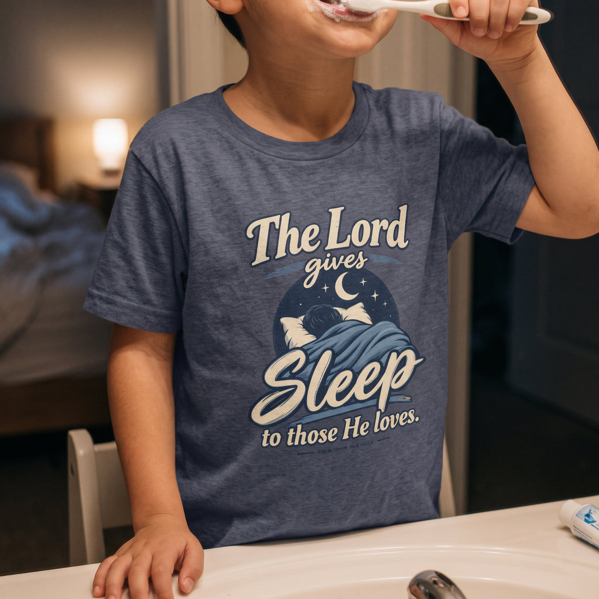 Kids — “The Lord Gives Sleep to Those He Loves” Christian Sleepwear Tee
