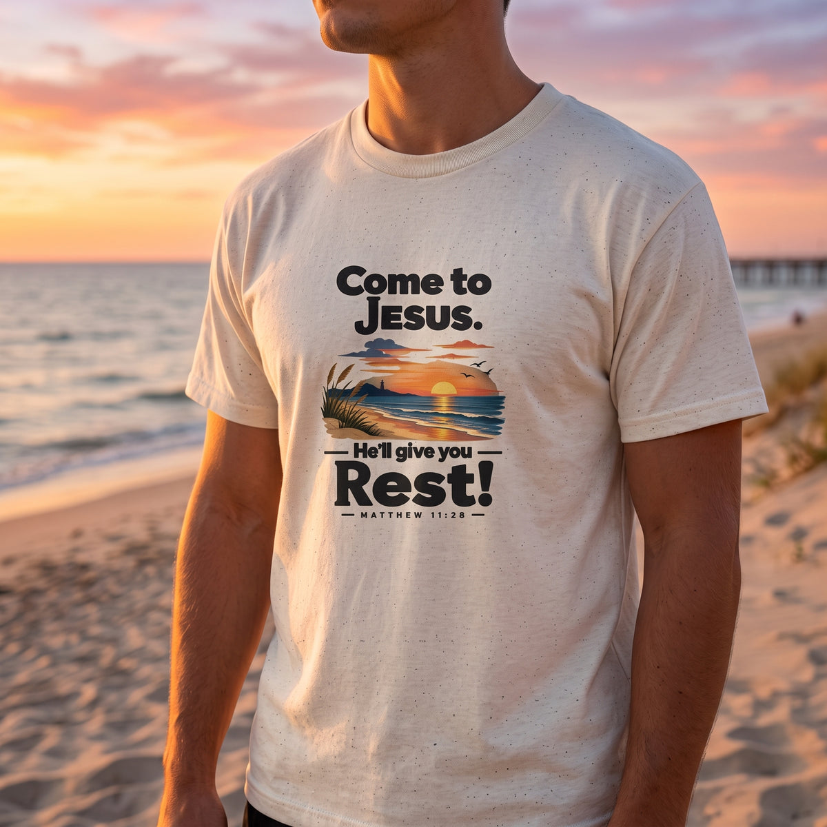 Come to Jesus, He'll Give You Rest — Christian Faith Graphic Unisex Tee