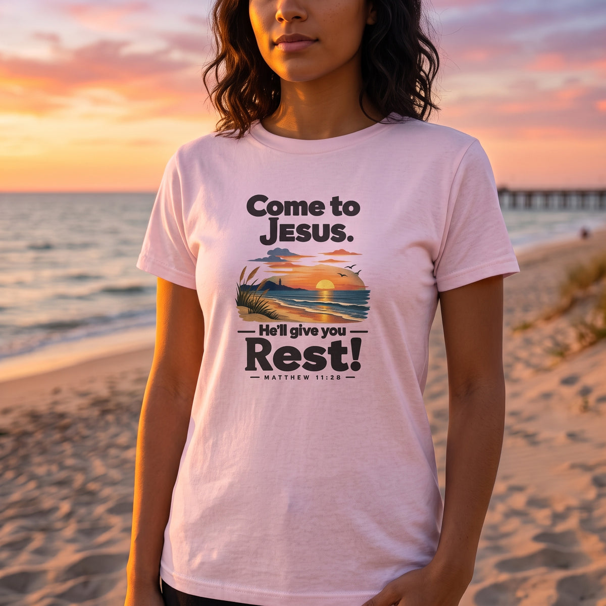 Come to Jesus, He'll Give You Rest — Christian Faith Graphic Unisex Tee