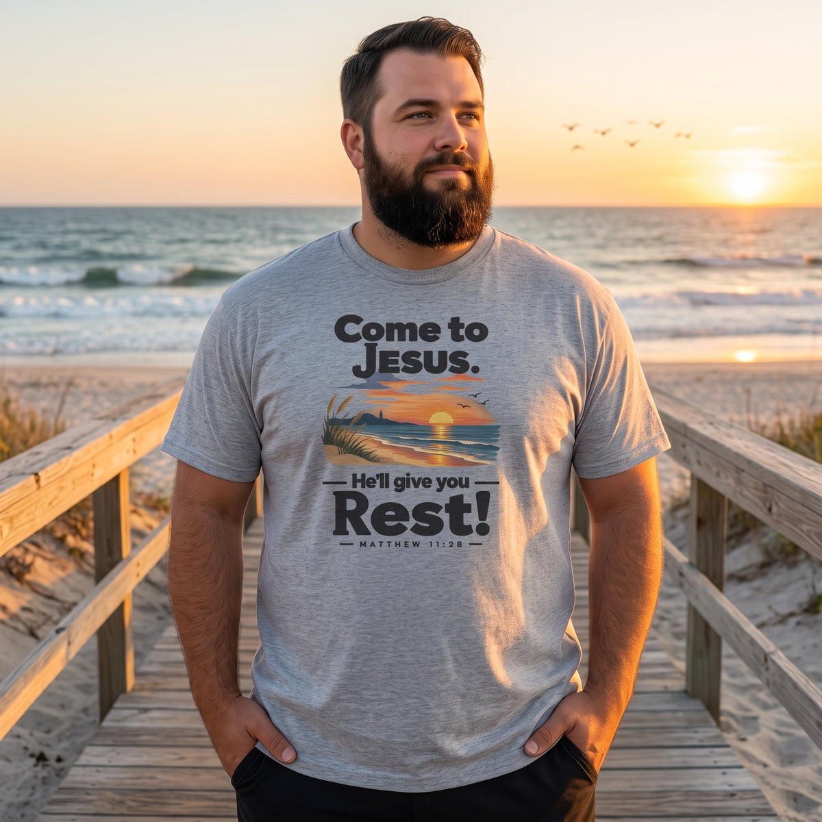 Come to Jesus, He'll Give You Rest — Christian Faith Graphic Unisex Tee