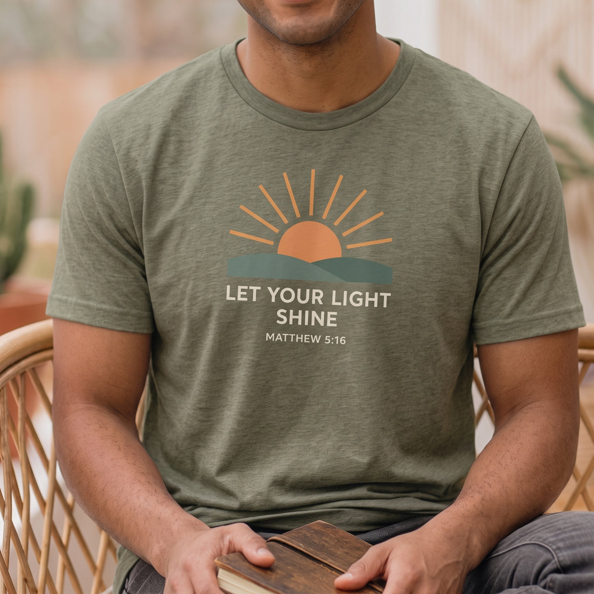 Let Your Light Shine T‑Shirt — Inspirational Christian Sunrise Tee (Matthew 5:16)