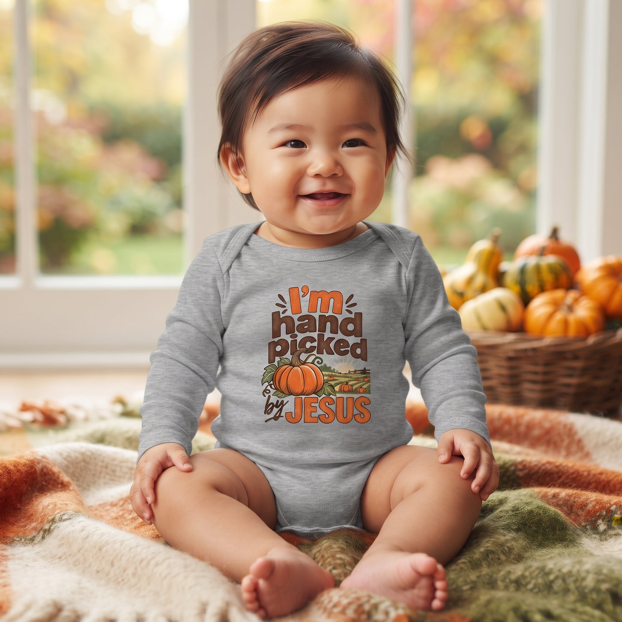 Infant - I'm Hand Picked by Jesus - Fall Pumpkin Onesie/ Bodysuit