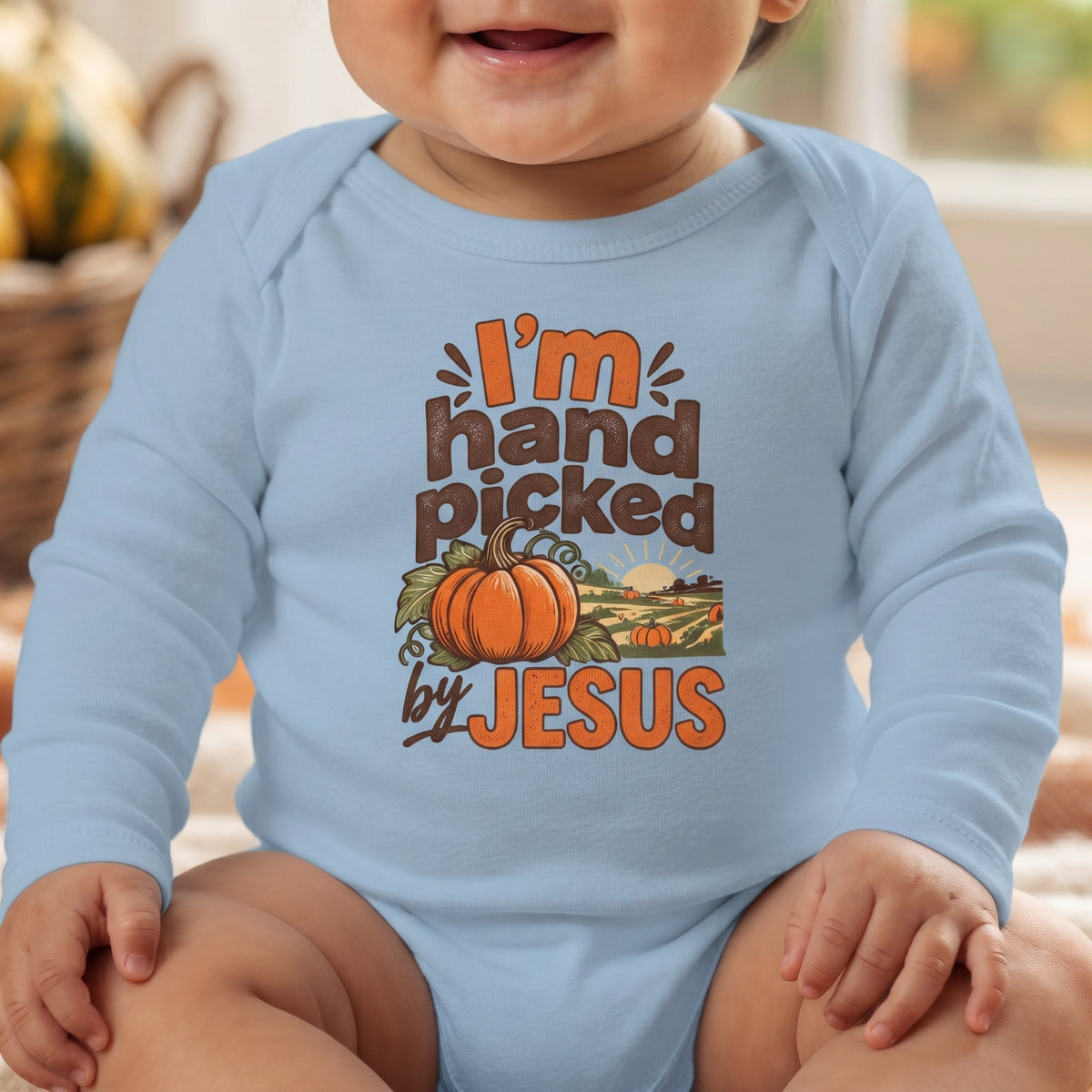 Infant - I'm Hand Picked by Jesus - Fall Pumpkin Onesie/ Bodysuit