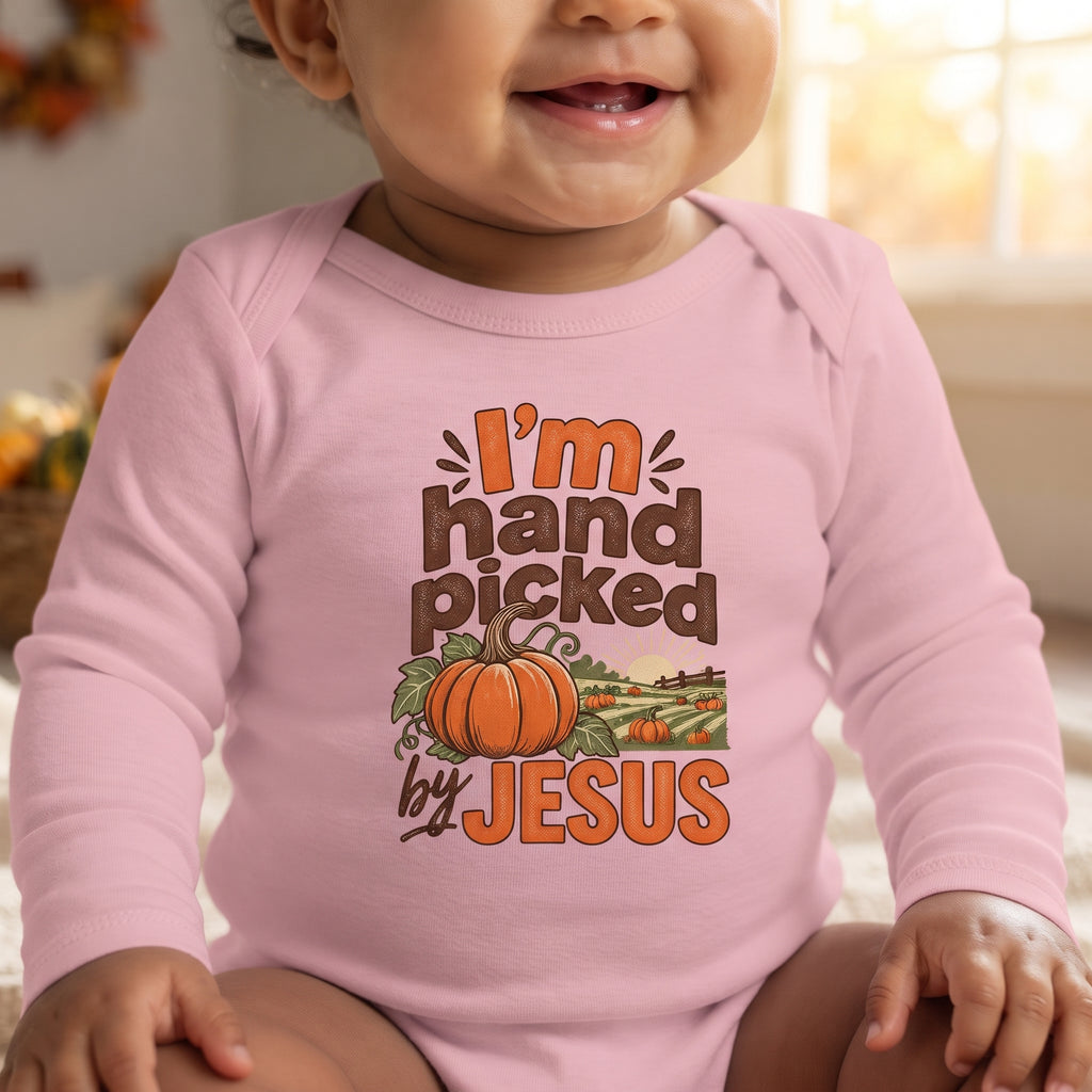 Infant - I'm Hand Picked by Jesus - Fall Pumpkin Onesie/ Bodysuit