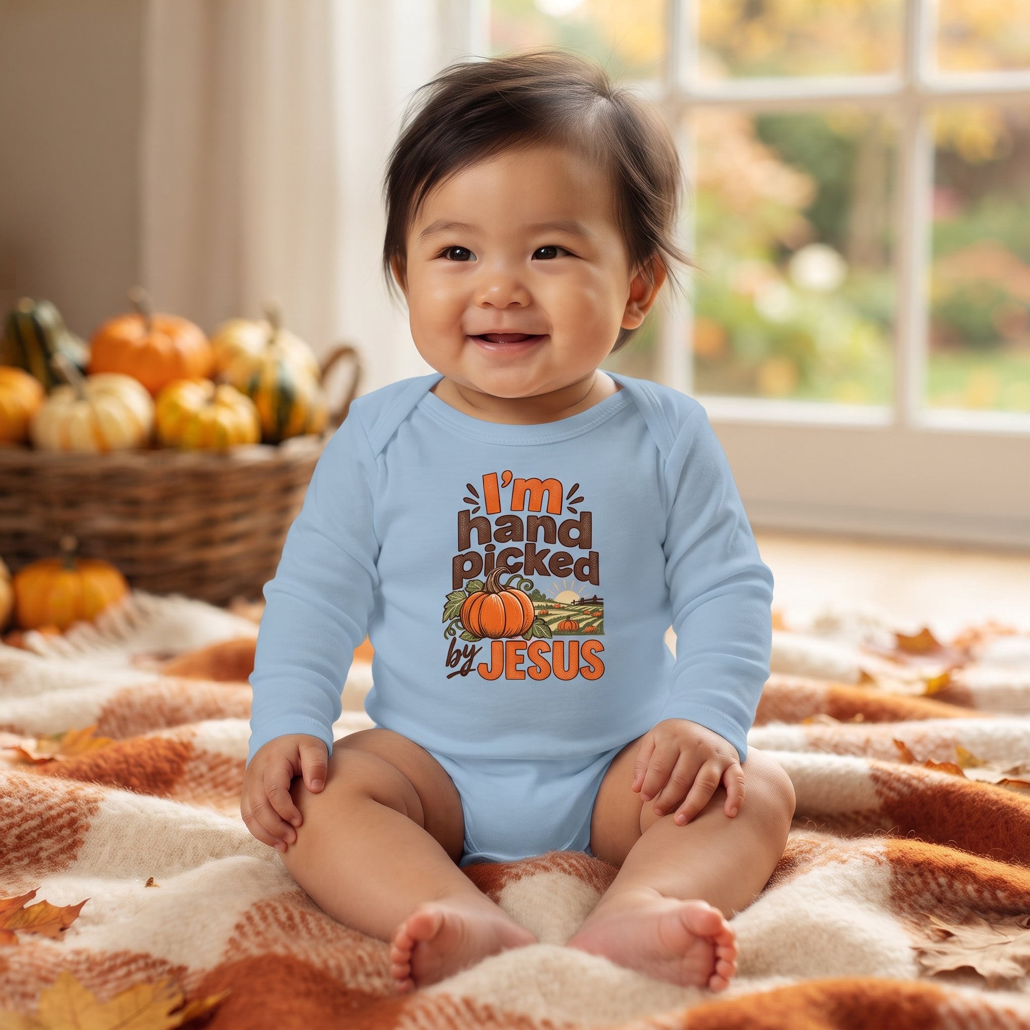 Infant - I'm Hand Picked by Jesus - Fall Pumpkin Onesie/ Bodysuit