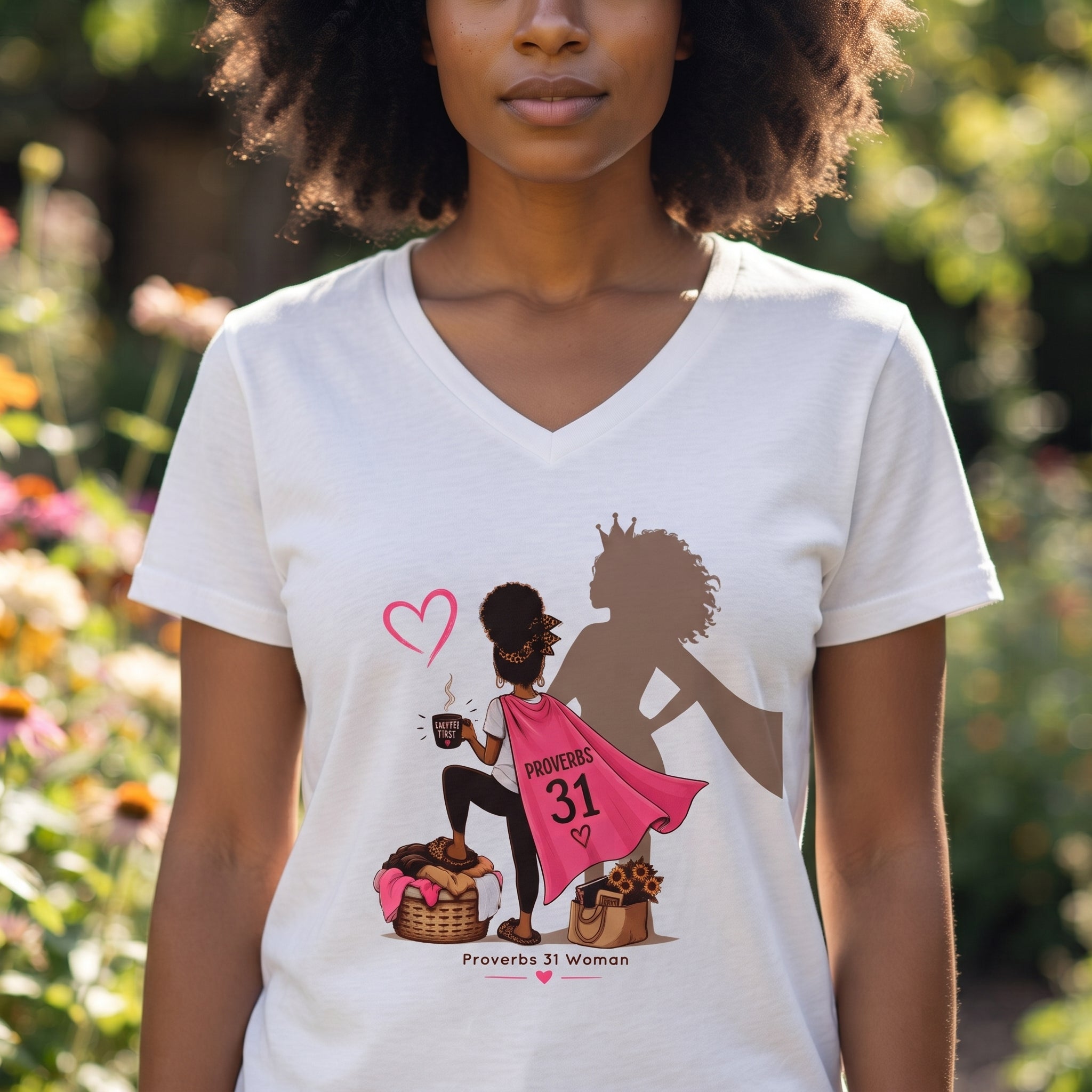 Proverbs 31 Women - Black - V-Neck Graphic Tee