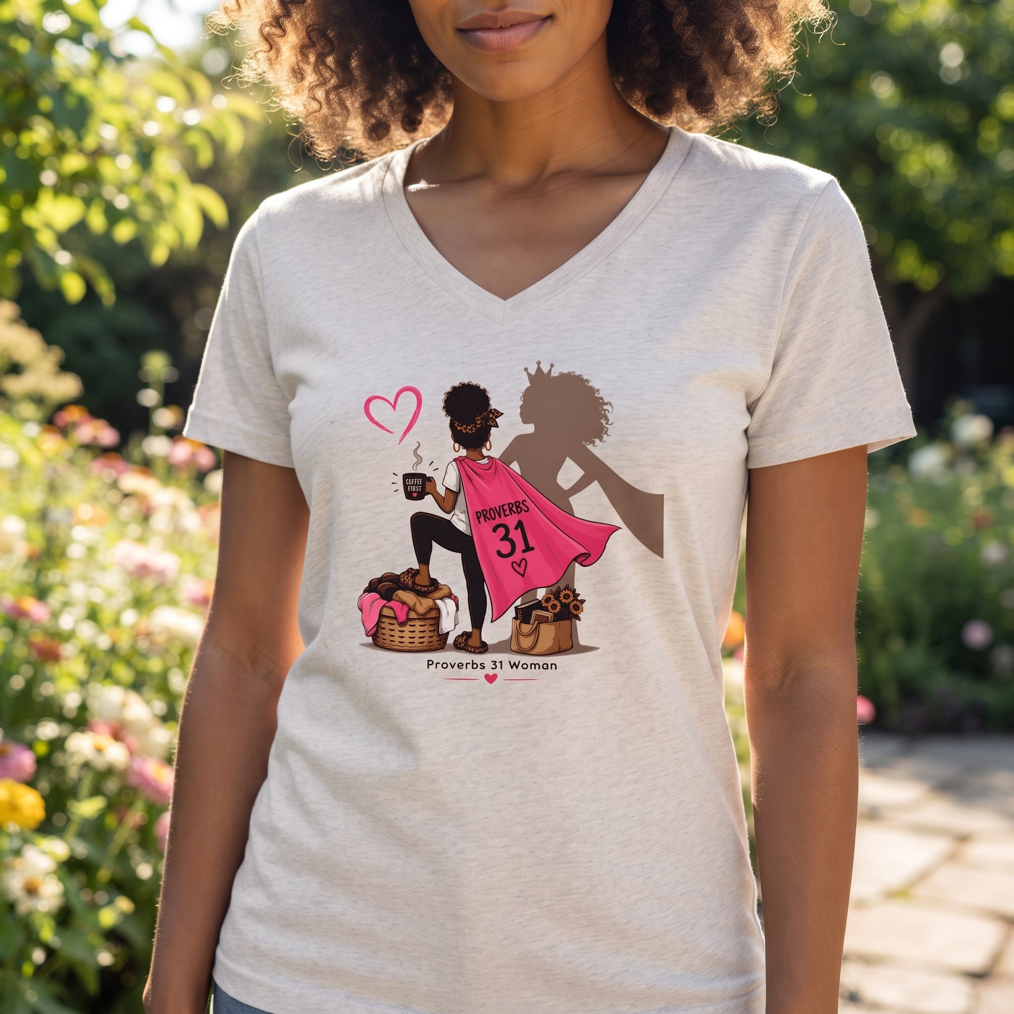 Proverbs 31 Women - Black - V-Neck Graphic Tee