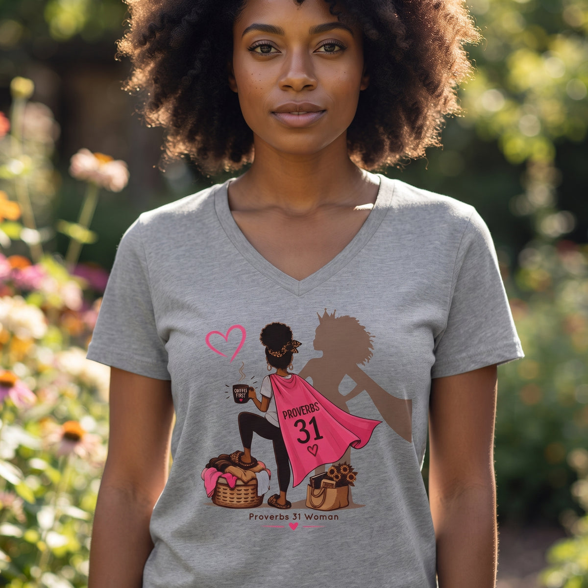 Proverbs 31 Women - Black - V-Neck Graphic Tee