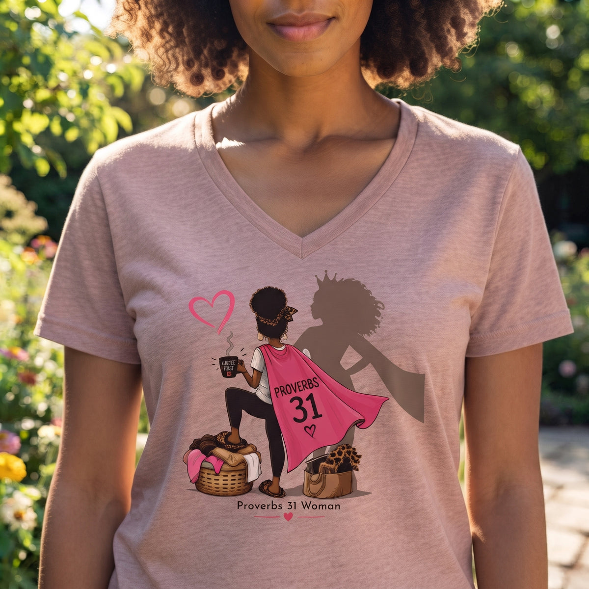 Proverbs 31 Women - Black - V-Neck Graphic Tee