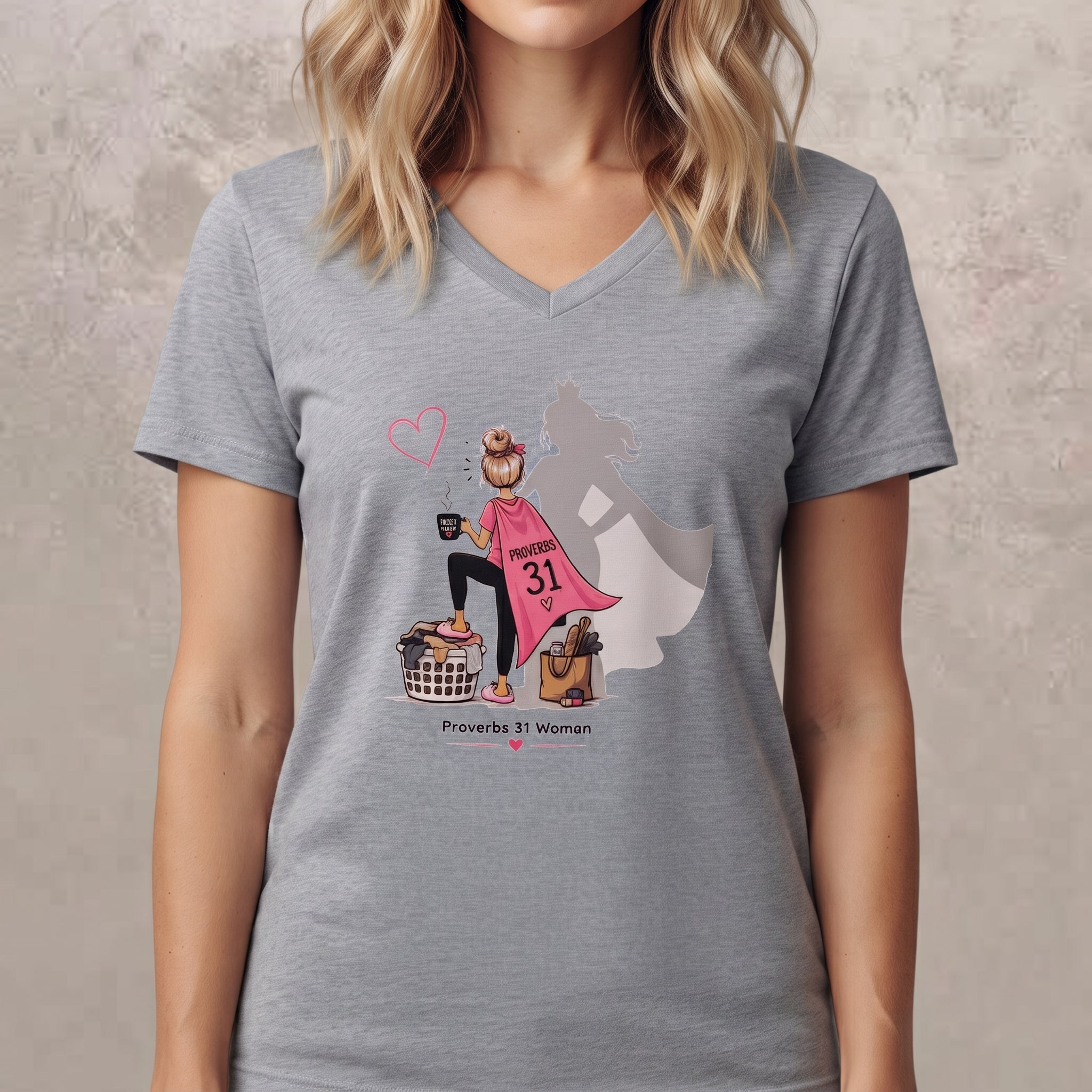 Proverbs 31 Woman  - Blonde V-Neck Graphic Tee