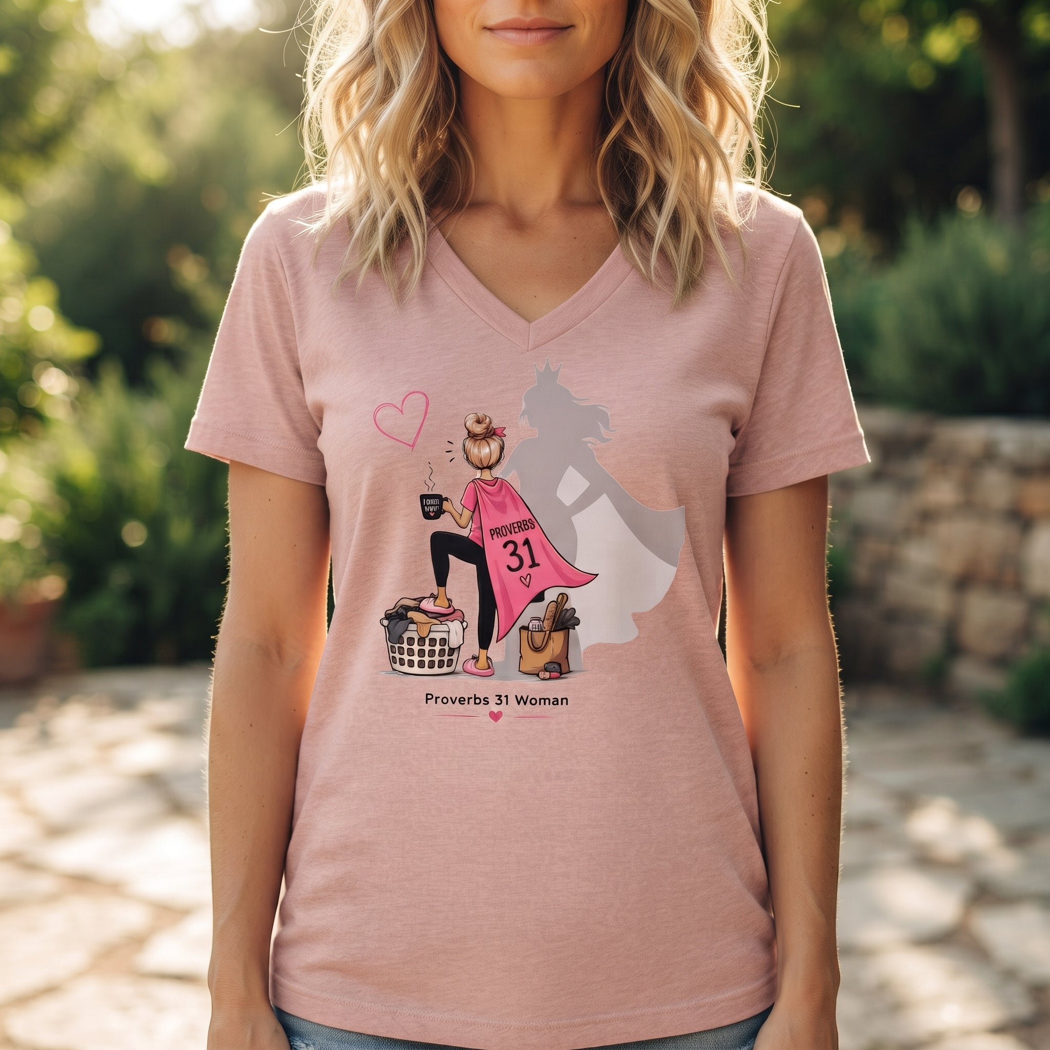 Proverbs 31 Woman  - Blonde V-Neck Graphic Tee