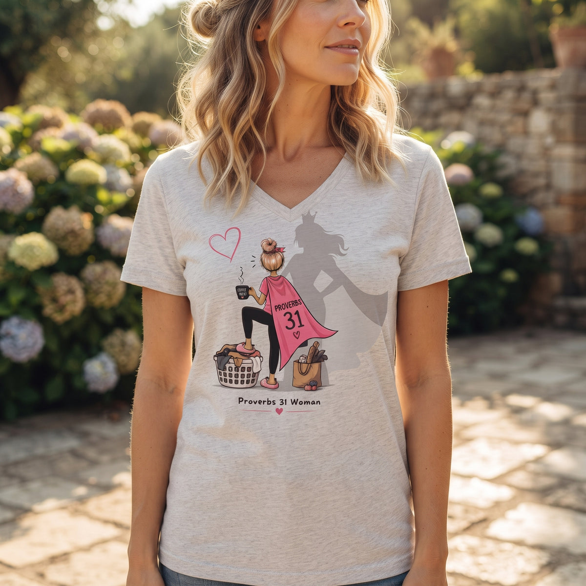 Proverbs 31 Woman  - Blonde V-Neck Graphic Tee