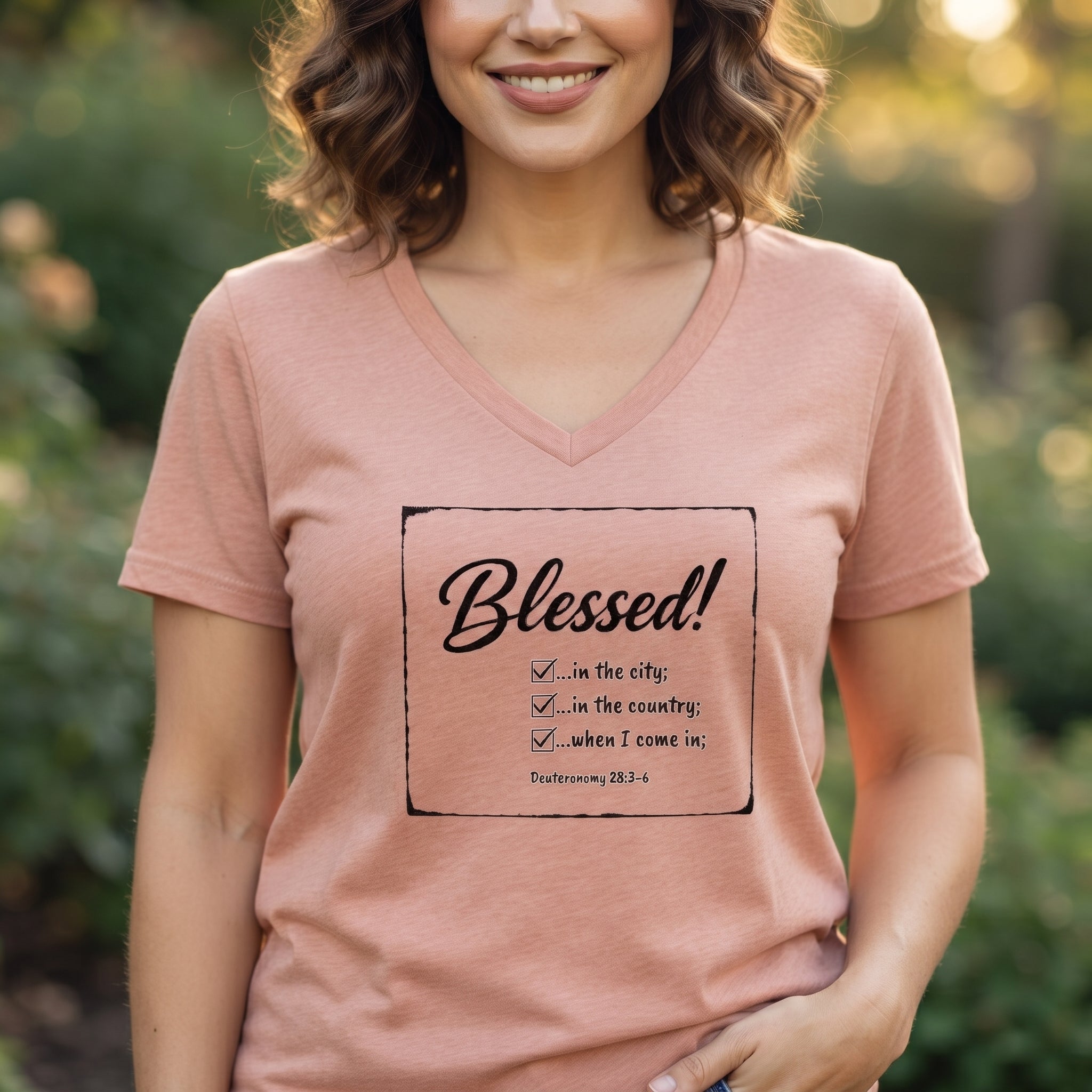 Blessed! - Deuteronomy 28:3 - V-Neck Tee