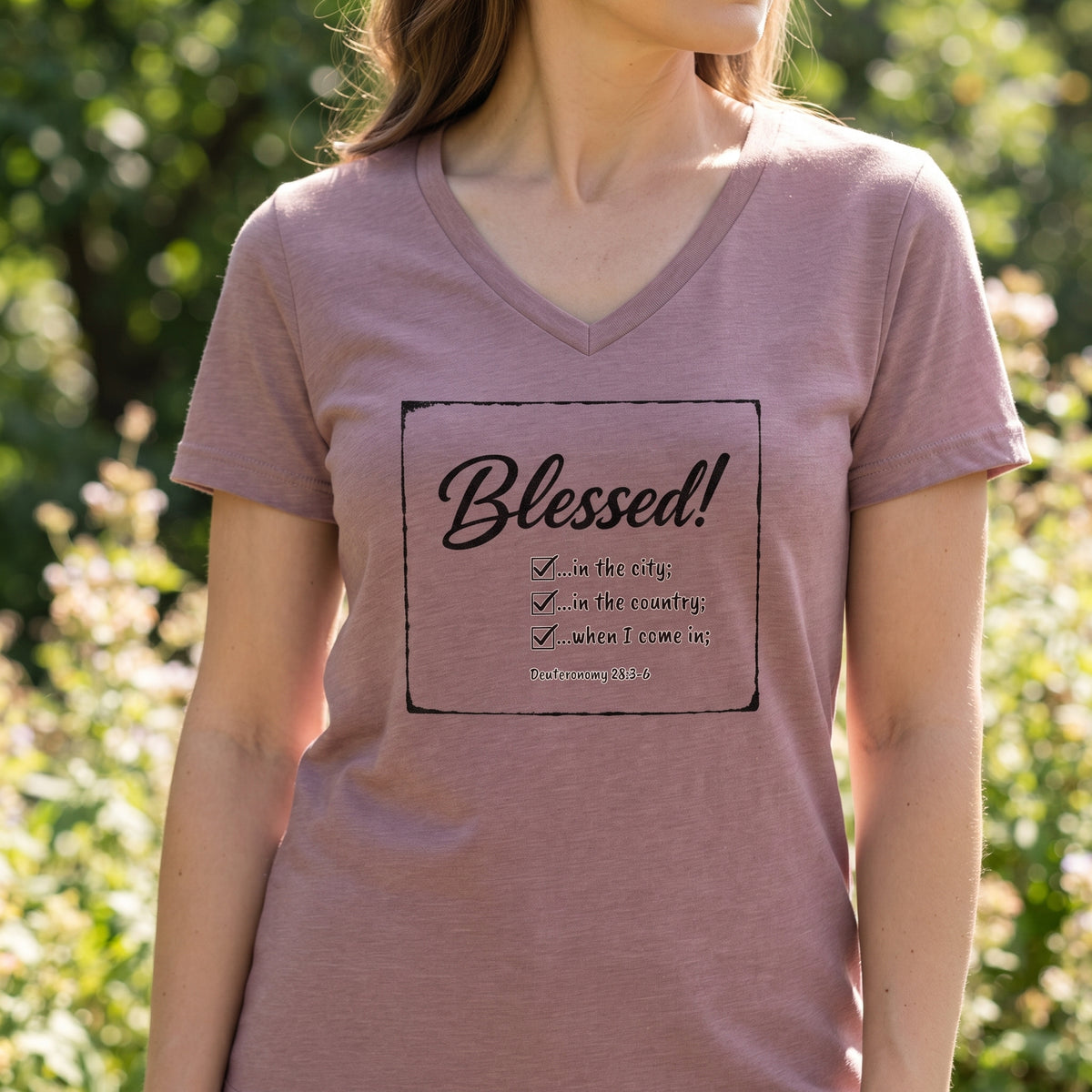 Blessed! - Deuteronomy 28:3 - V-Neck Tee