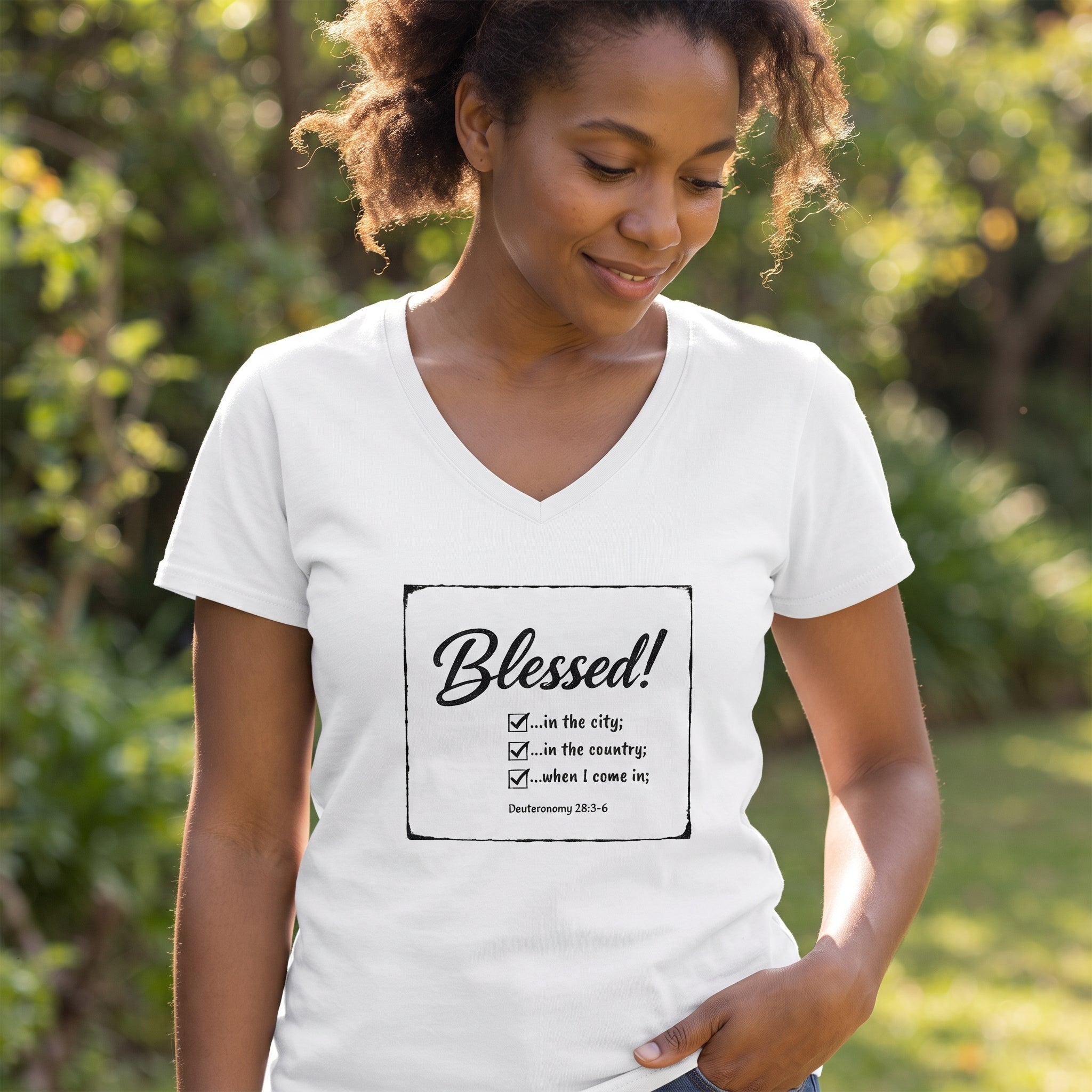 Blessed! - Deuteronomy 28:3 - V-Neck Tee