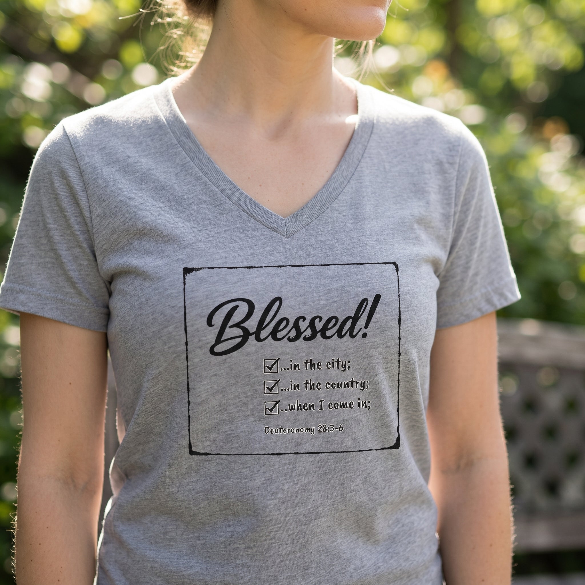 Blessed! - Deuteronomy 28:3 - V-Neck Tee