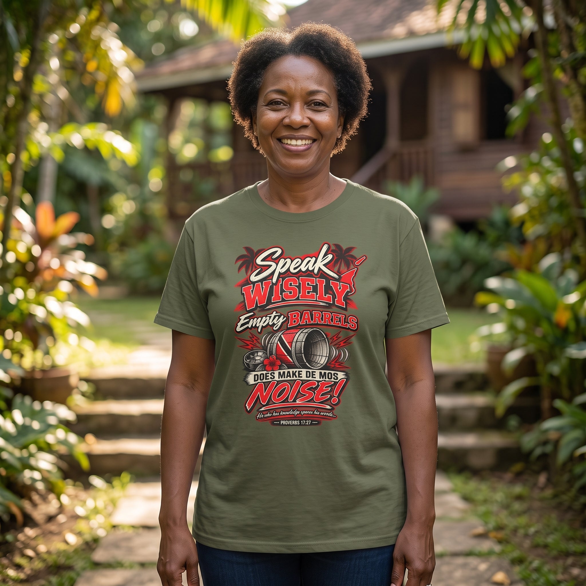 Speak Wisely, Empty Barrels Make de Mos Noise - Trinidad Graphic Tee