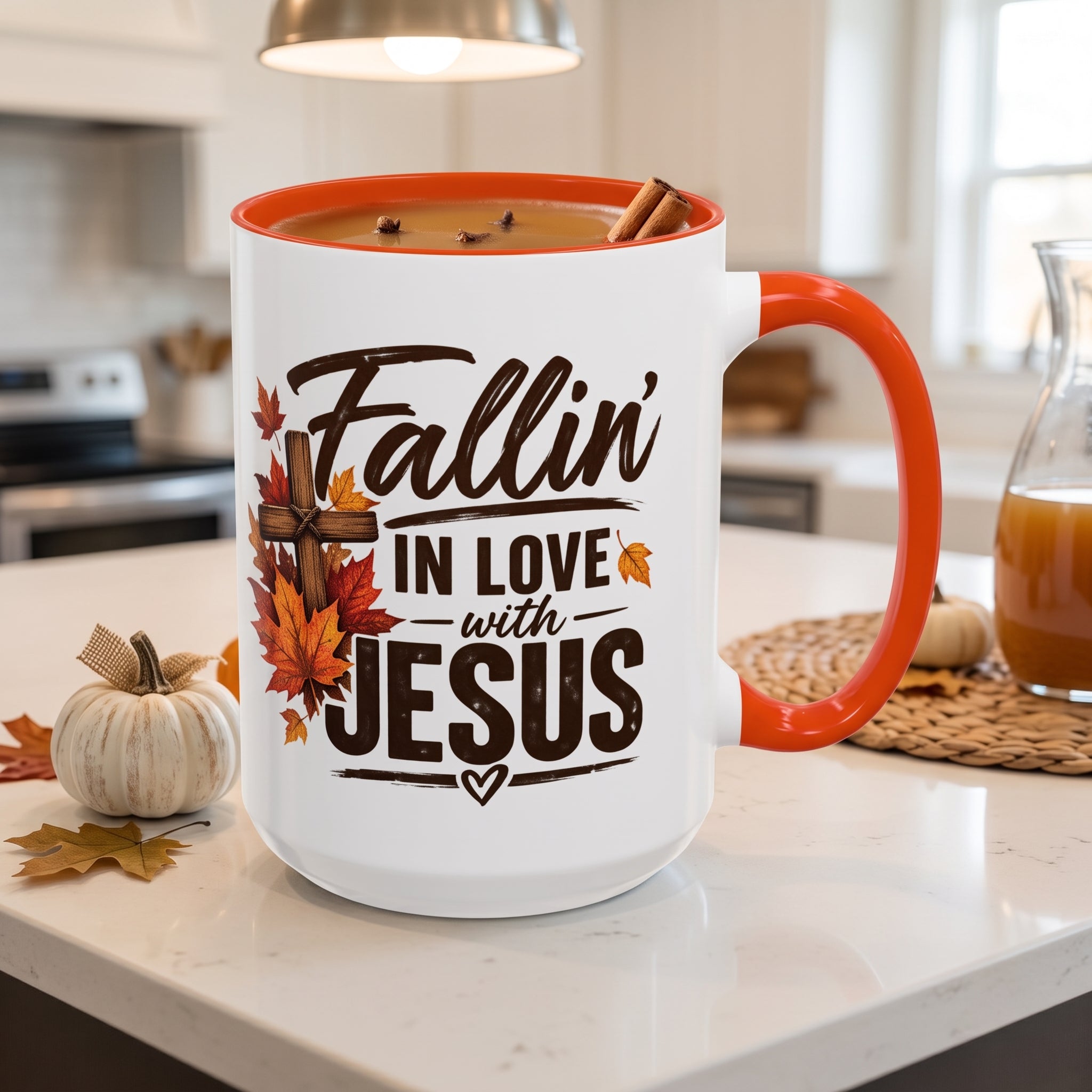 Fallin' in Love with Jesus - Autumn Faith Coffee Mug (11oz/15oz)