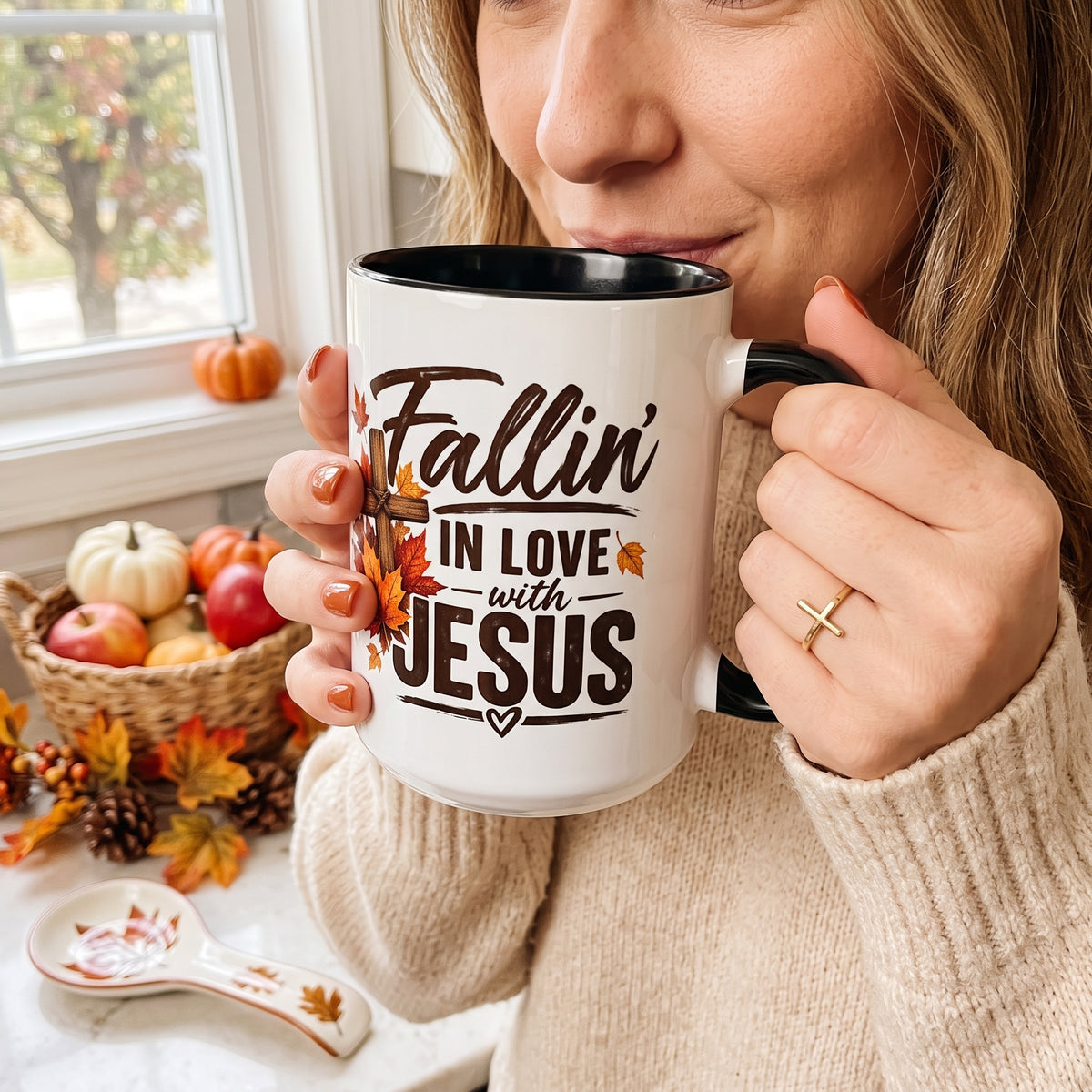 Fallin' in Love with Jesus - Autumn Faith Coffee Mug (11oz/15oz)