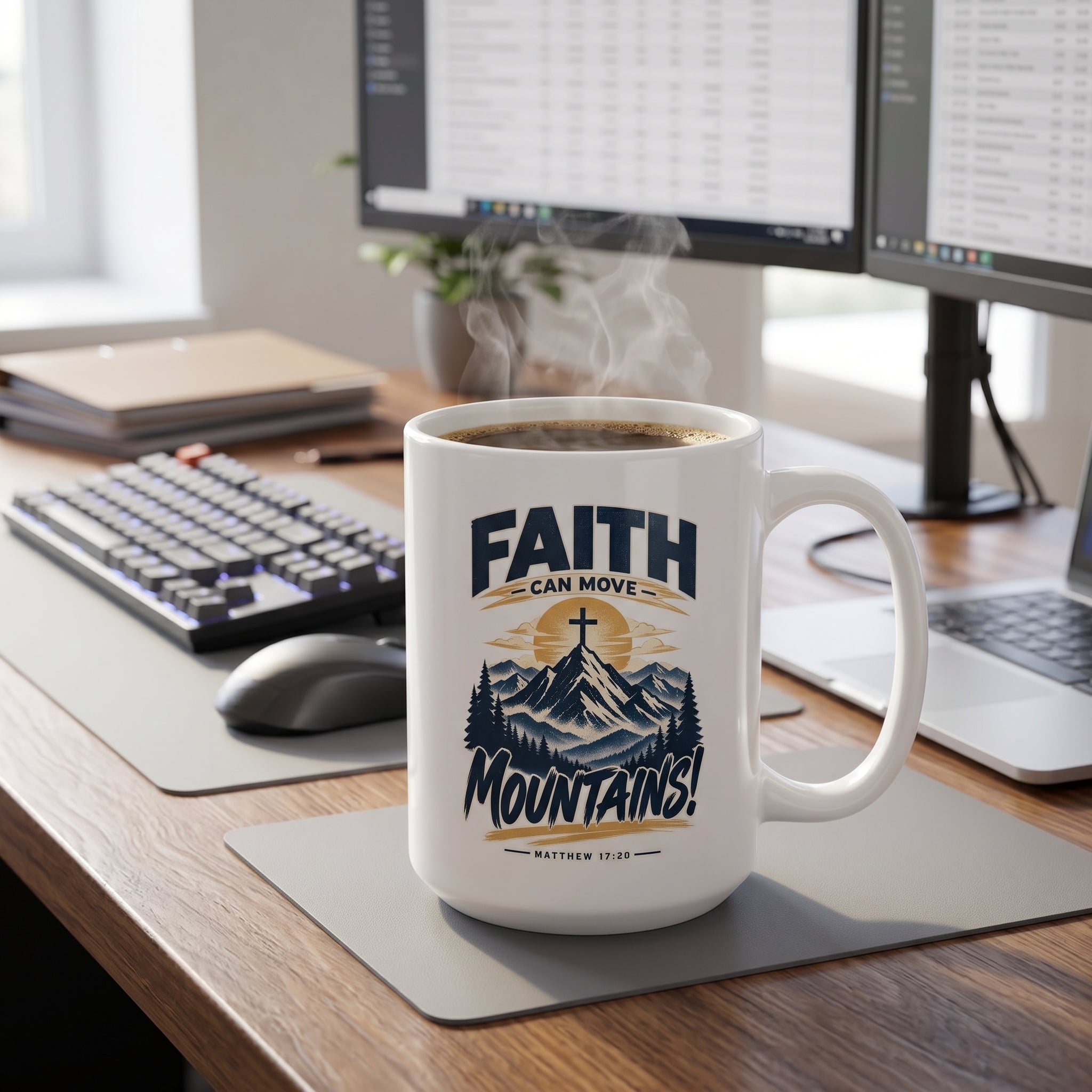 20oz Jumbo Mug – Faith Can Move Mountains Coffee Cup