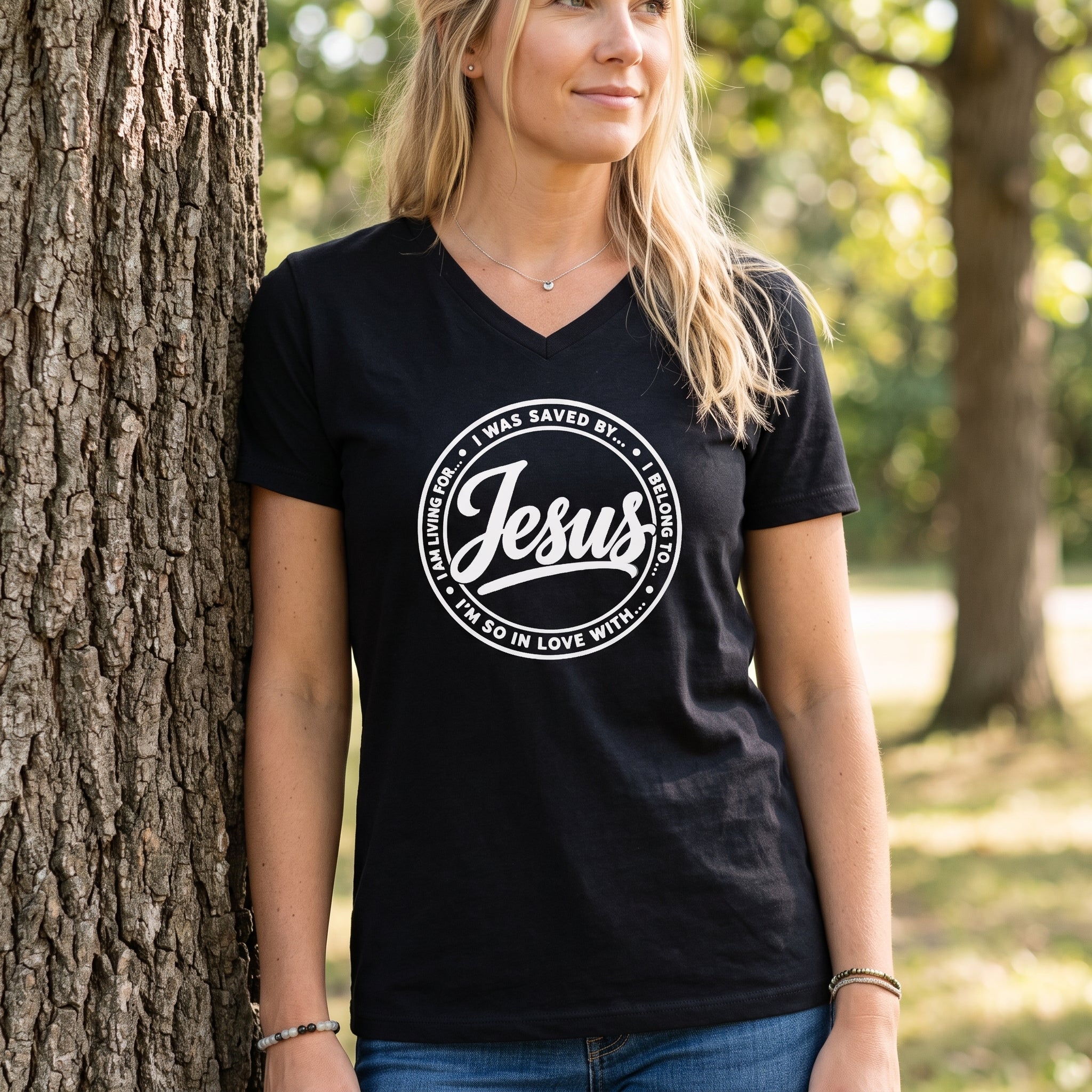 Jesus - I'm So In Love With... - Christian V‑Neck Graphic Tee