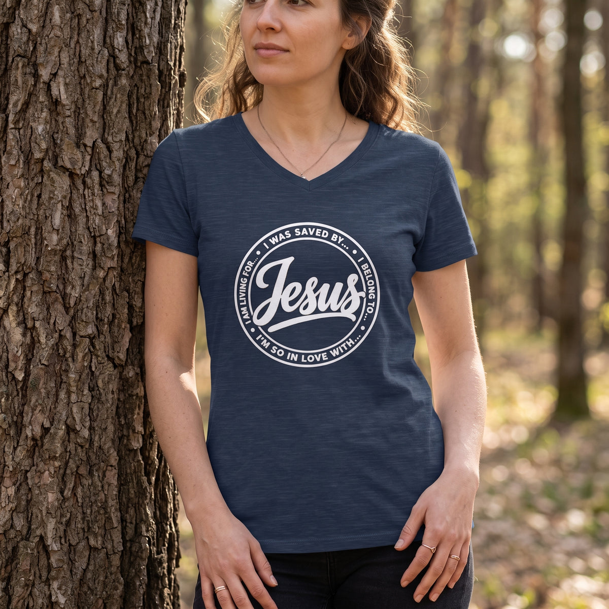 Jesus - I'm So In Love With... - Christian V‑Neck Graphic Tee