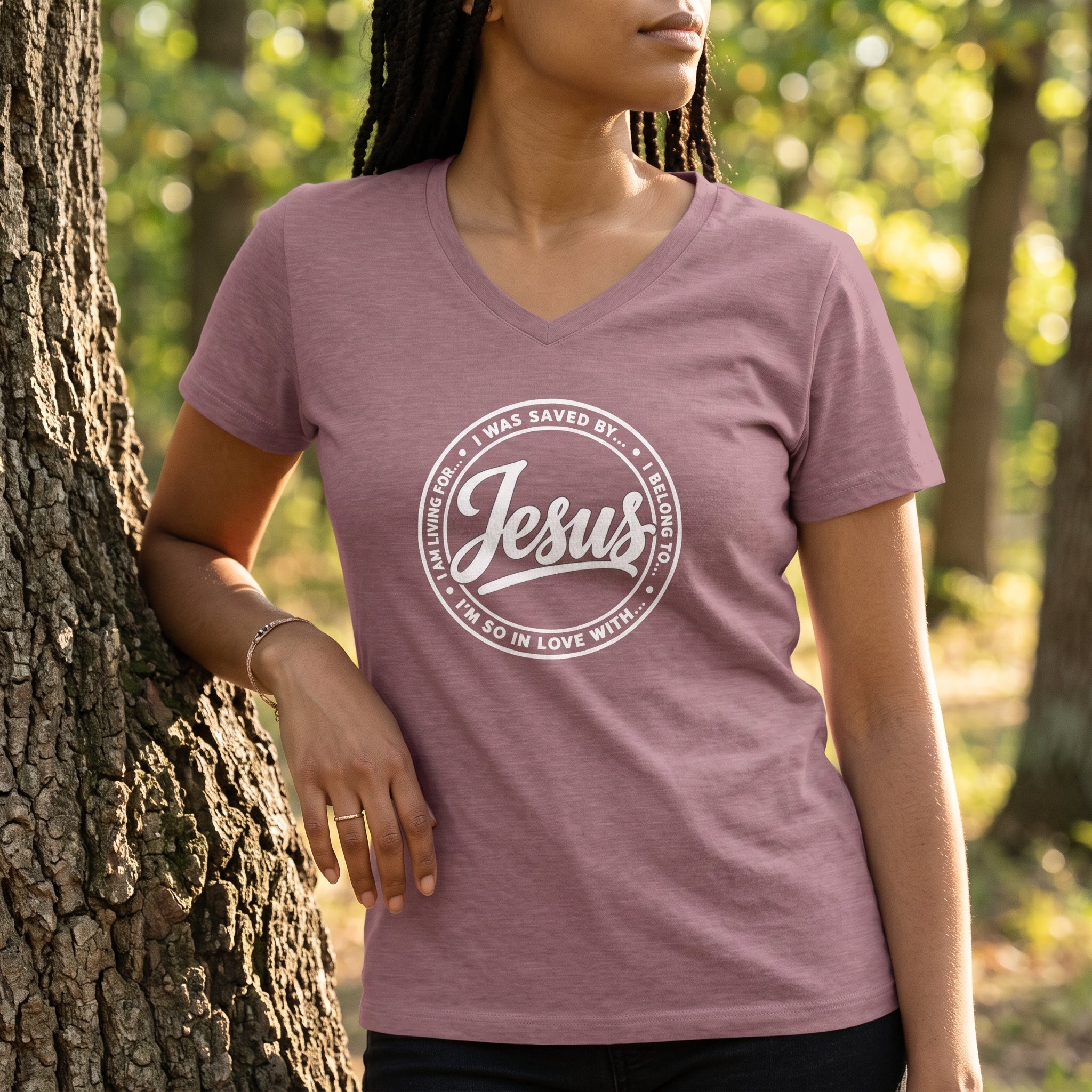 Jesus - I'm So In Love With... - Christian V‑Neck Graphic Tee