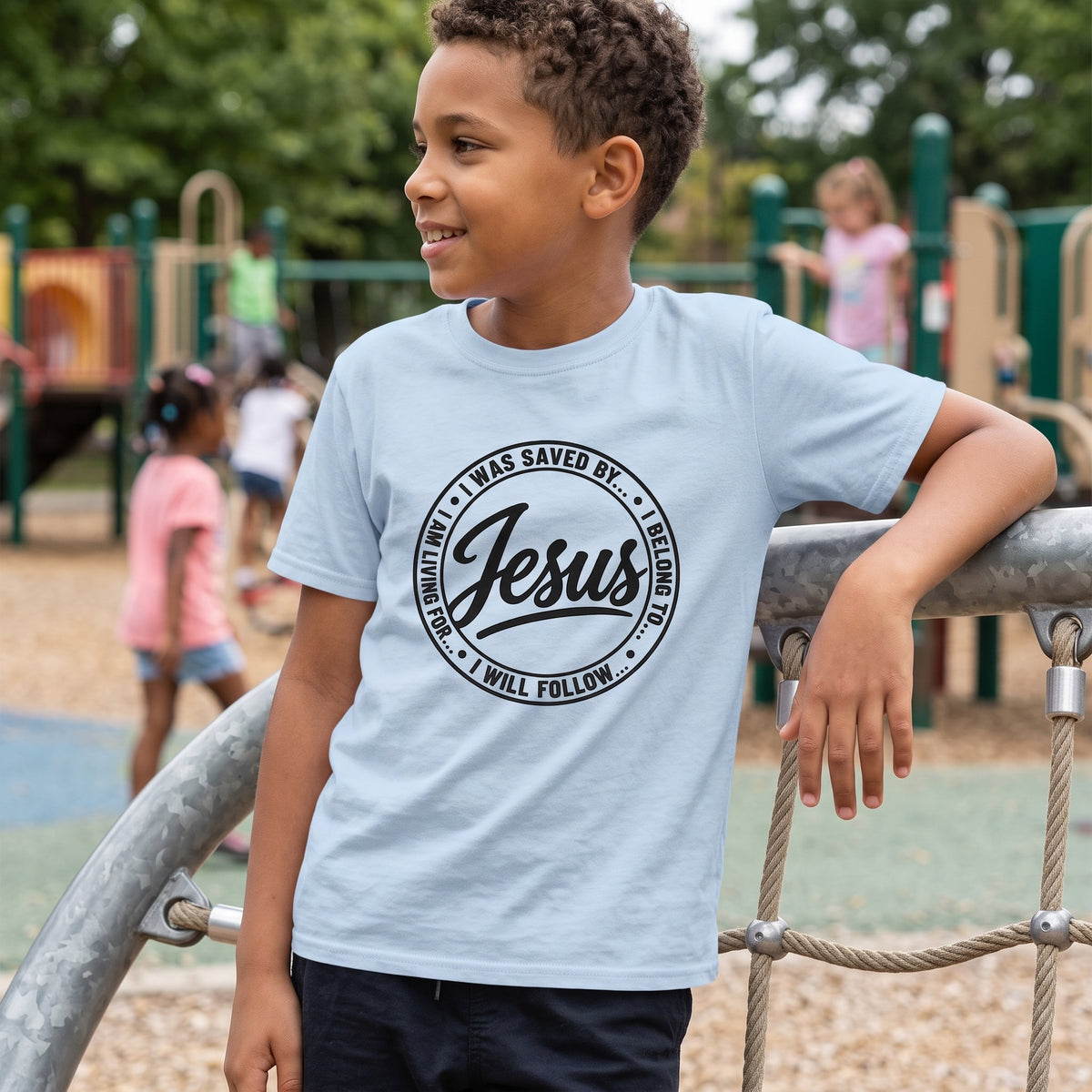 Kids Jesus T‑Shirt — "I Was Follow Jesus" Faith Tee for Children