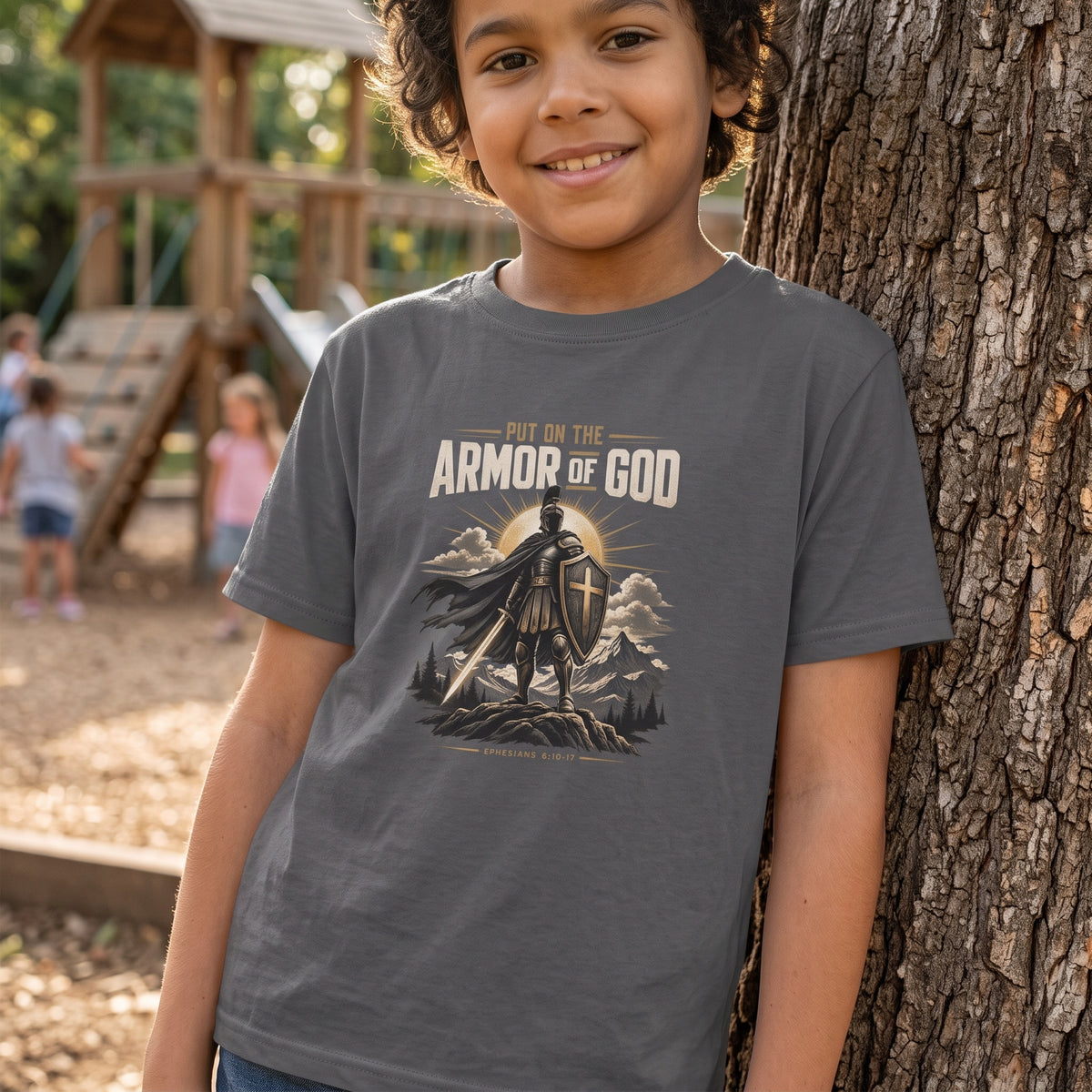 Kids- Put on the  Armor of God - Christian Graphic Tee