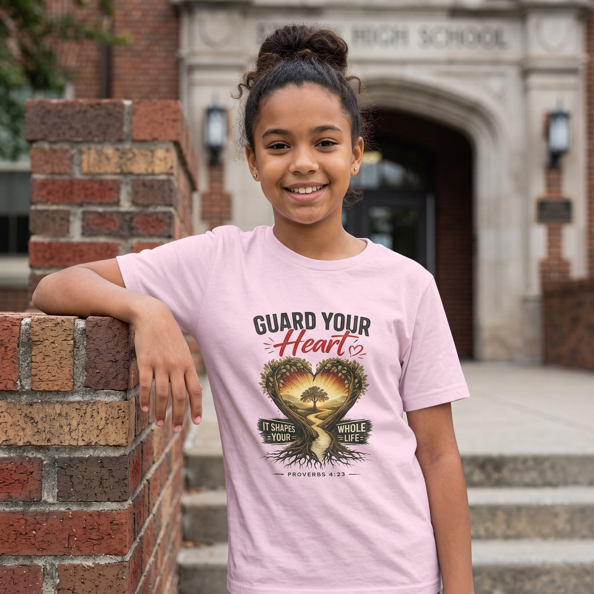 Kids T-Shirt — "Guard Your Heart" Christian Faith Graphic Tee