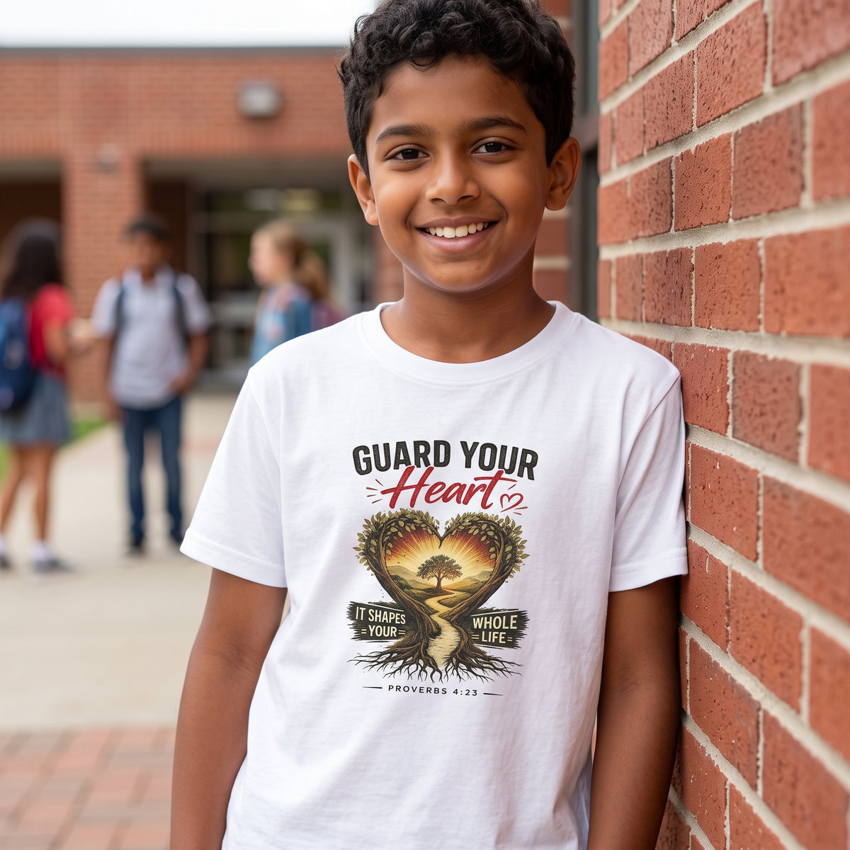 Kids T-Shirt — "Guard Your Heart" Christian Faith Graphic Tee