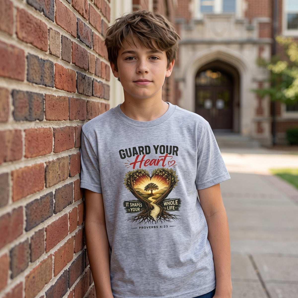 Kids T-Shirt — "Guard Your Heart" Christian Faith Graphic Tee