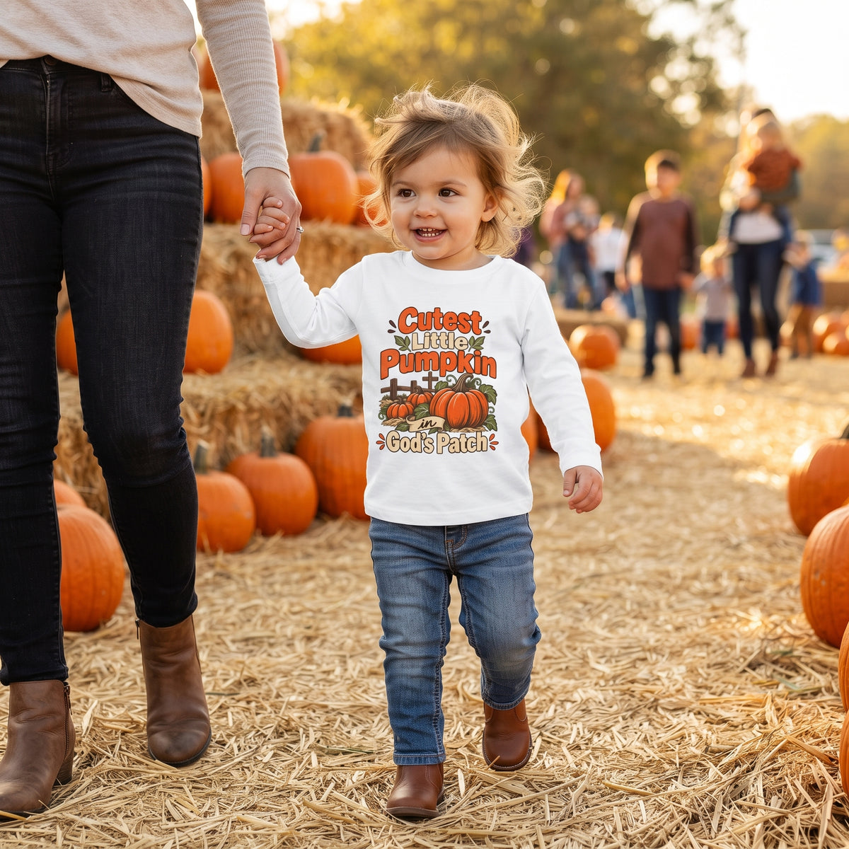 Toddler - Cutest Little Pumpkin in God's Patch - Fall Long Sleeve Tee