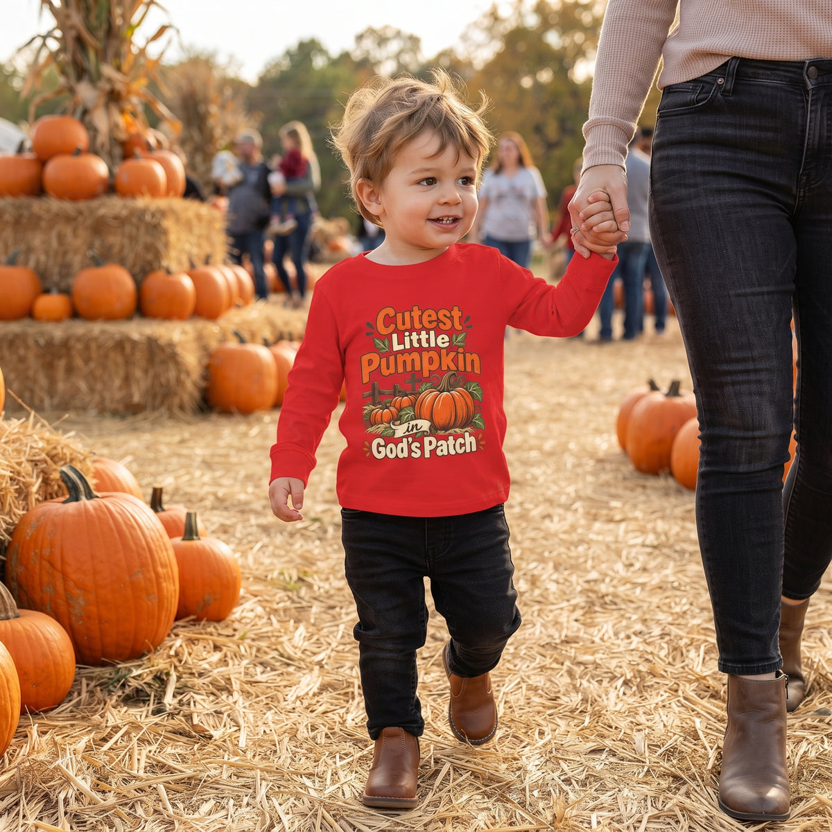 Toddler - Cutest Little Pumpkin in God's Patch - Fall Long Sleeve Tee