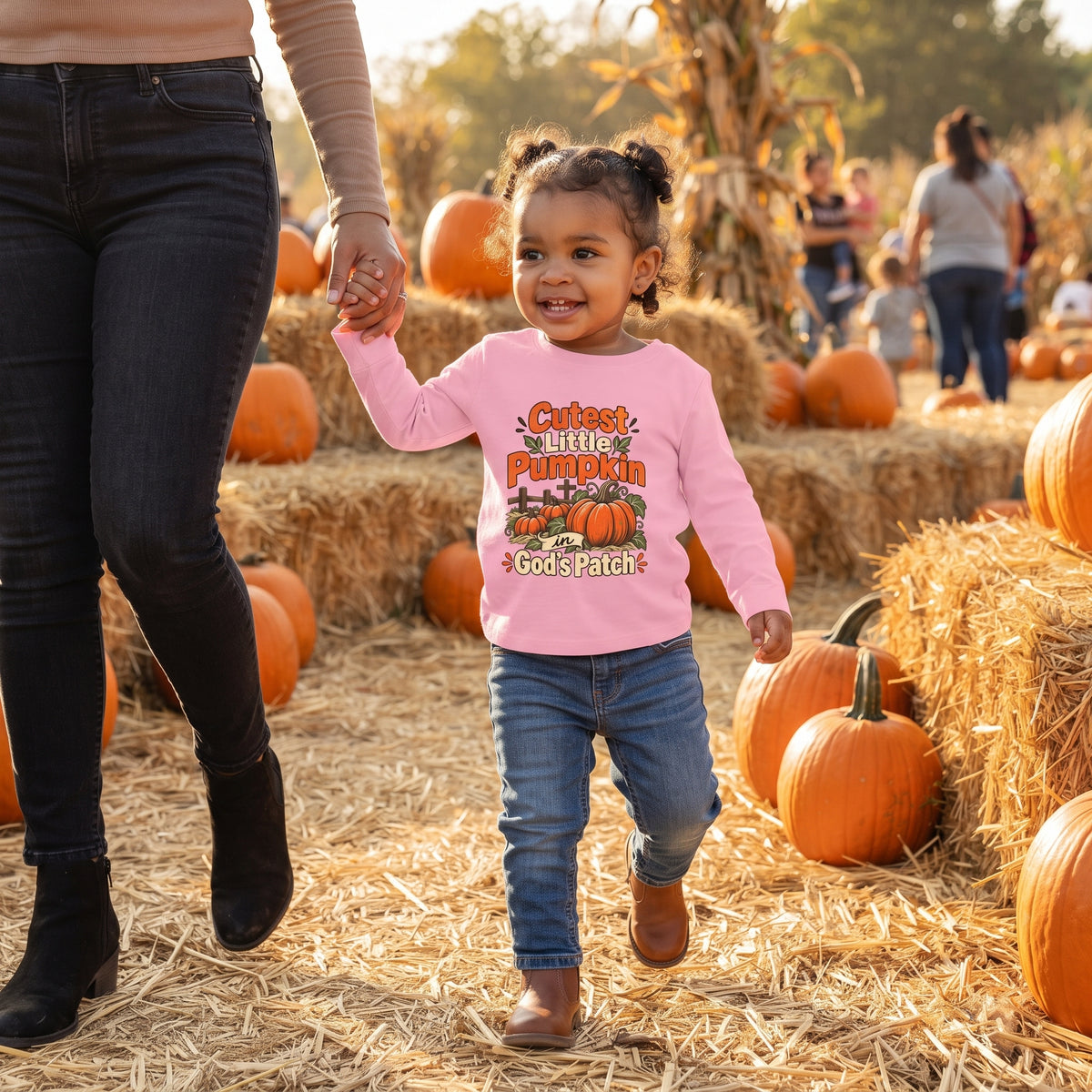 Toddler - Cutest Little Pumpkin in God's Patch - Fall Long Sleeve Tee