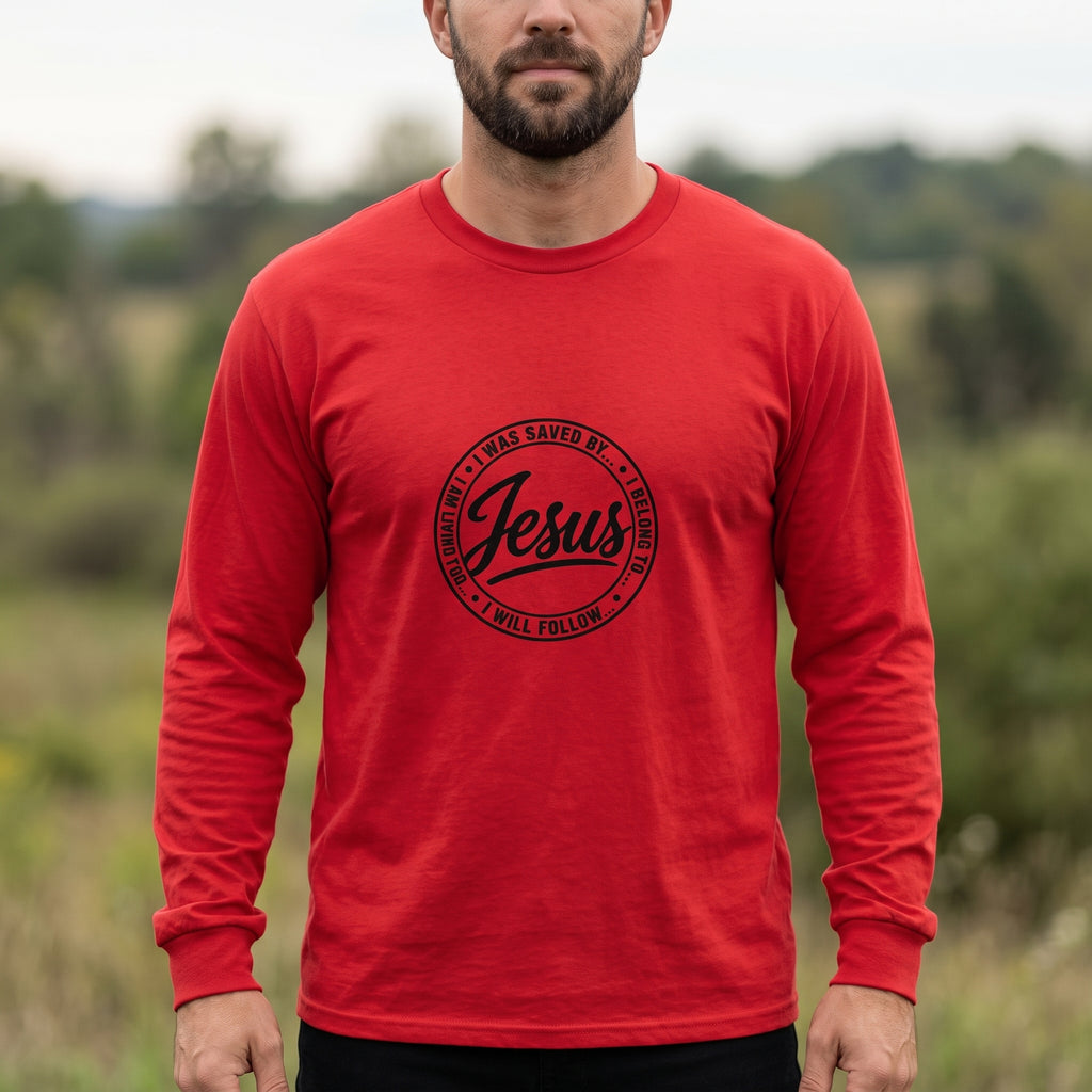 Jesus - I Will Follow... Christian Men's Graphic Long Sleeve Tee