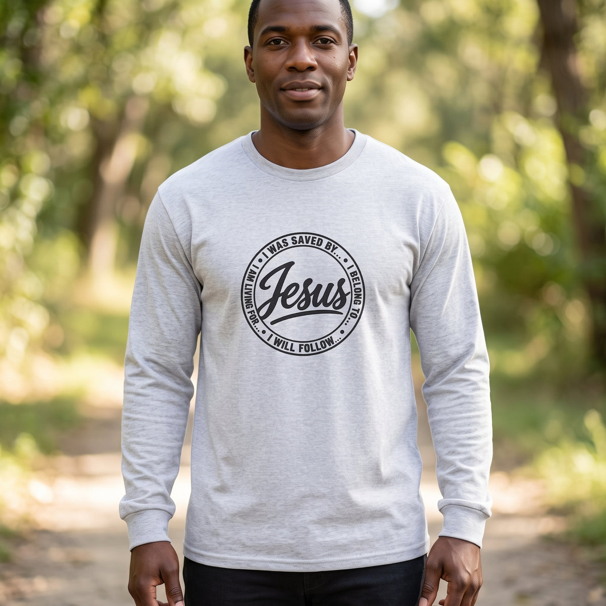 Jesus - I Will Follow... Christian Men's Graphic Long Sleeve Tee