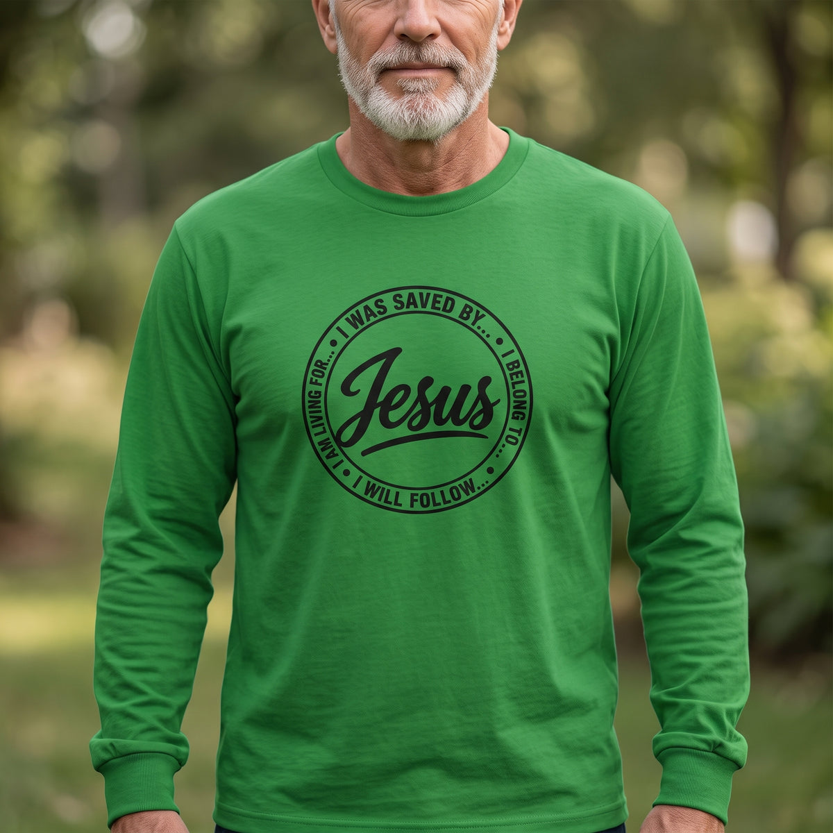 Jesus - I Will Follow... Christian Men's Graphic Long Sleeve Tee