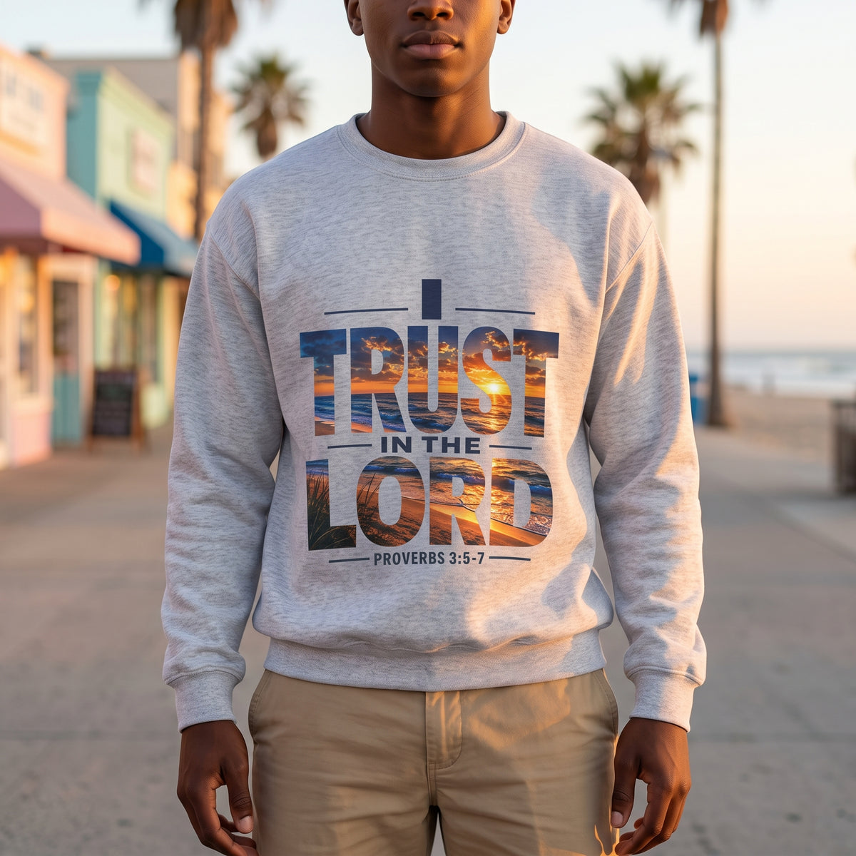 I Trust In The Lord - Ocean T‑Shirt — Proverbs 3:5 Christian Sweatshirt