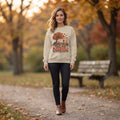Fall For Jesus - He Never Leaves - Christian Graphic Crewneck Fall Sweatshirt