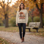 Fall For Jesus - He Never Leaves - Christian Graphic Crewneck Sweatshirt