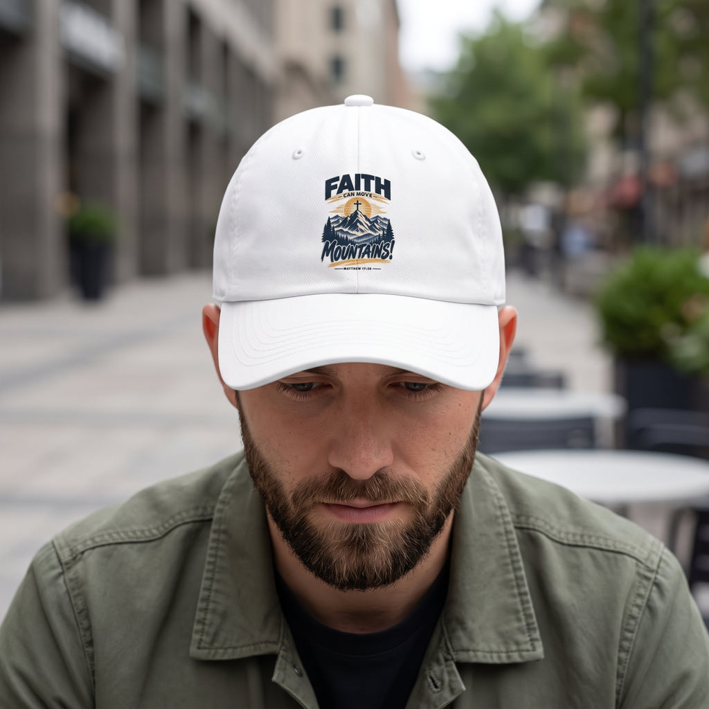 Faith Over Mountains Dad Hat — Embroidered Adventure Baseball Cap