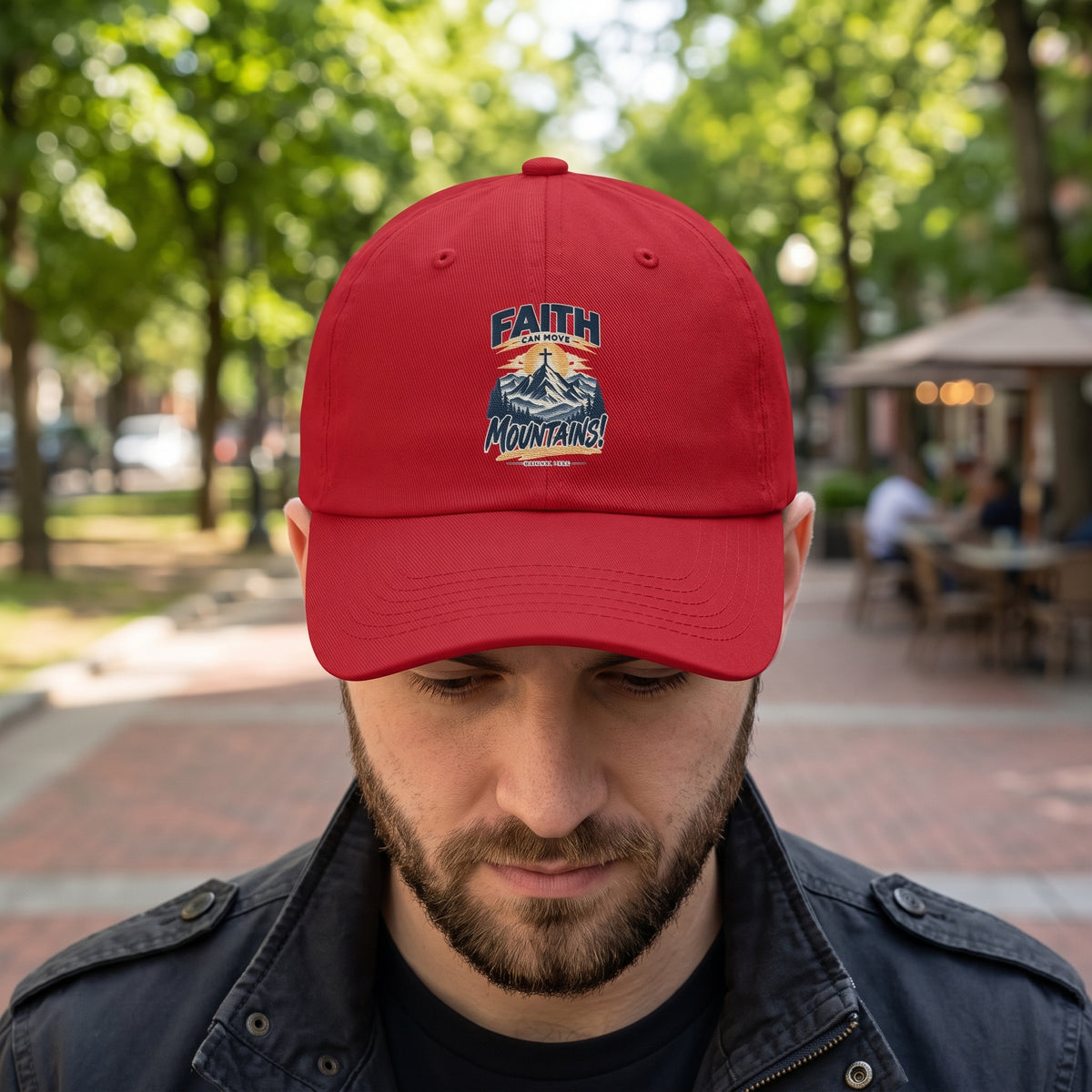 Faith Over Mountains Dad Hat — Embroidered Adventure Baseball Cap